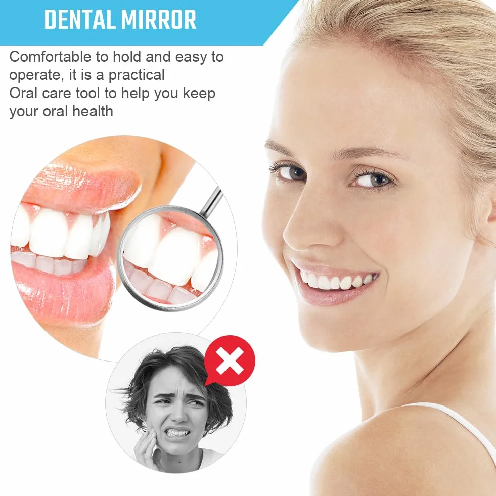 AOOWU Espejo Dental de Acero Inoxidable, 2 PCS, Curvatura 45 Grados, Anti-Vaho para Inspección Bucal