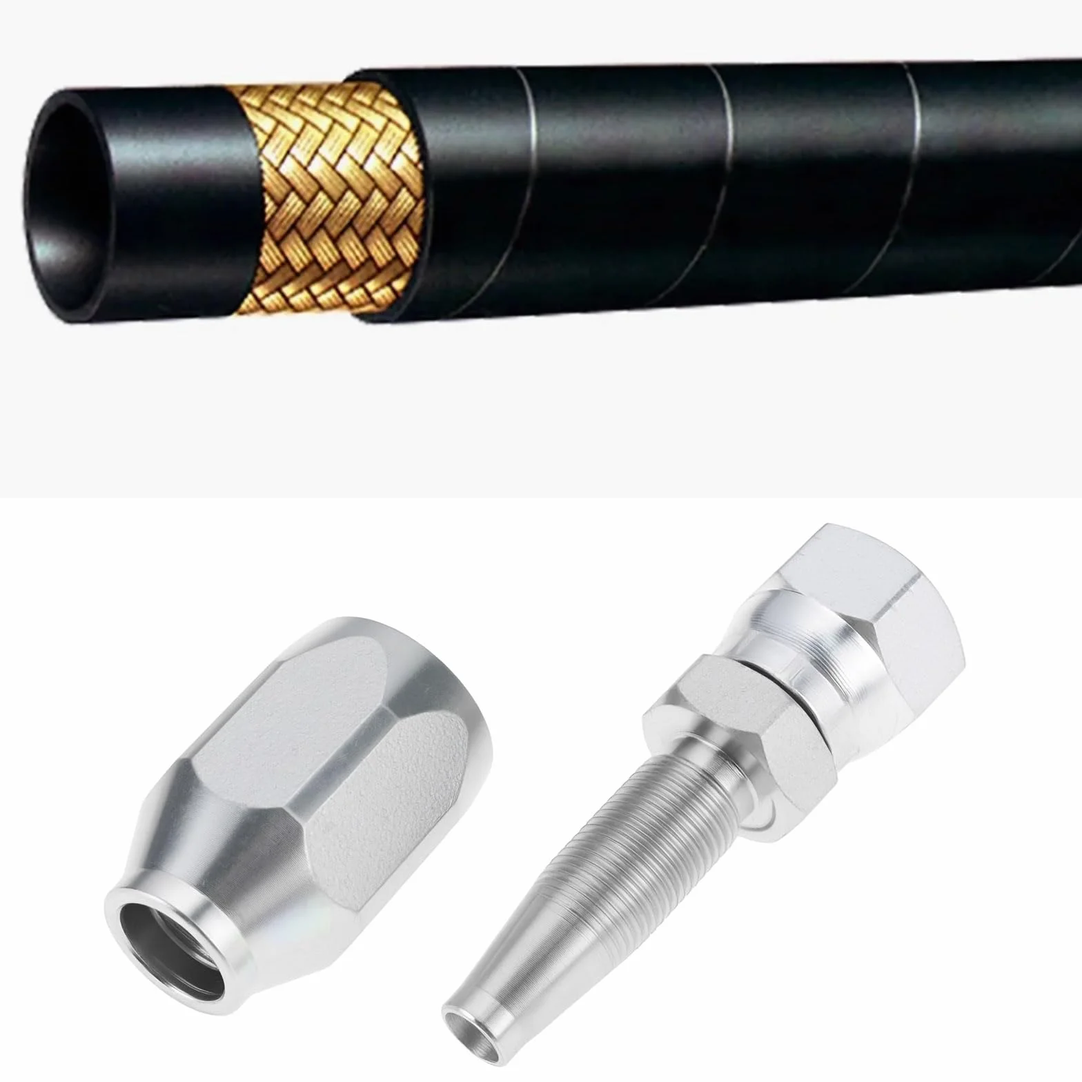 OTOTEC 2 Accesorios de Manguera Hidráulica Reutilizables BSP de 3/8'' para Manguera de Alambre R1T 1SN