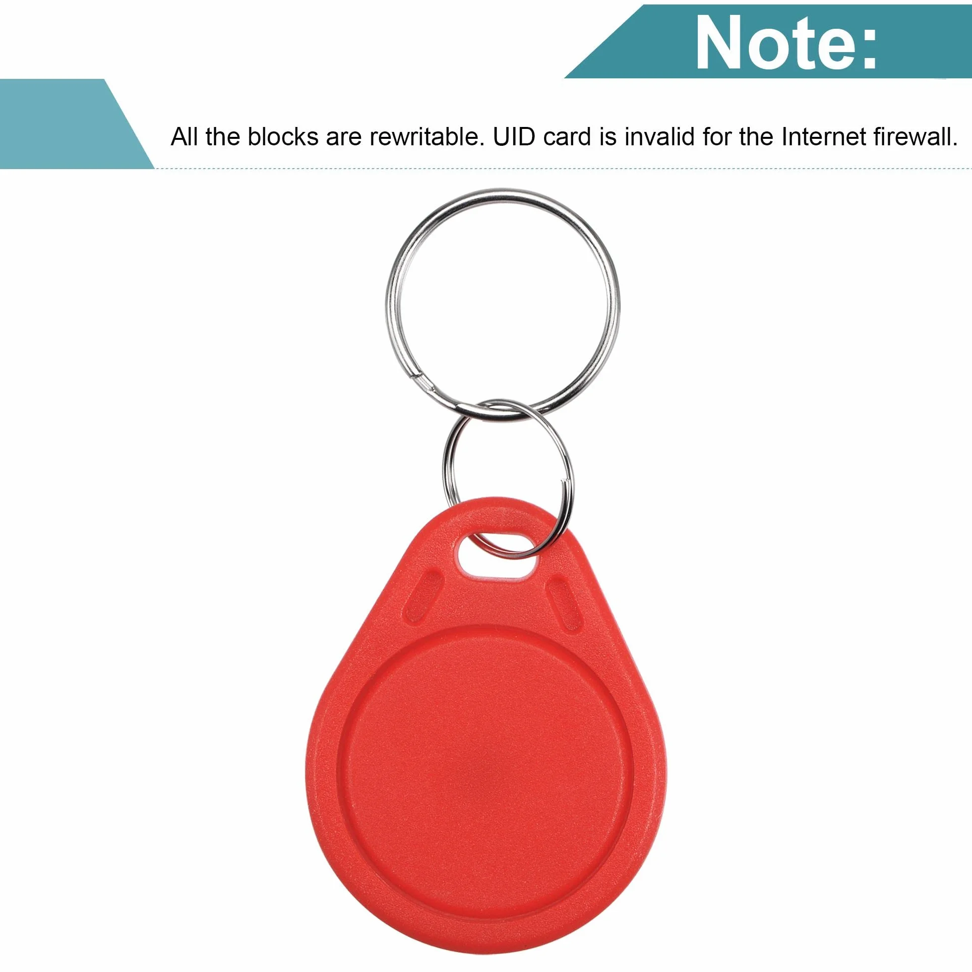 sourcing map RFID UID Tarjeta Llavero 13.56MHz Regrabable Control Acceso Rojo 10 sztuk