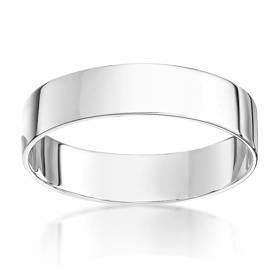 Theia Anillo de Bodas en Platino de 3-5mm, Forma Plana Pesado, Pulido