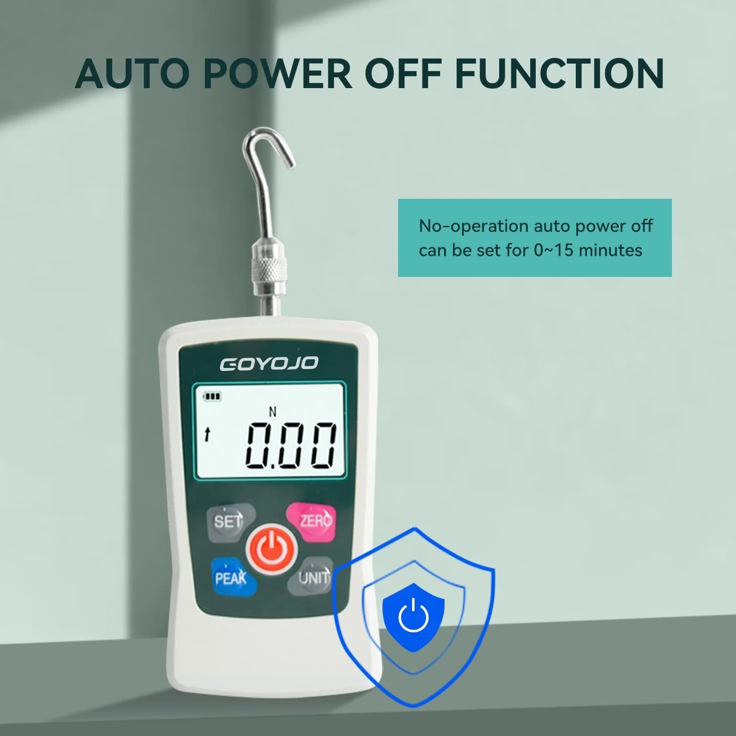 GOYOJO Medidor de Fuerza Digital Dinamometro Push-Pull 500N Alta Precisión Ensayos Tensión Compresión