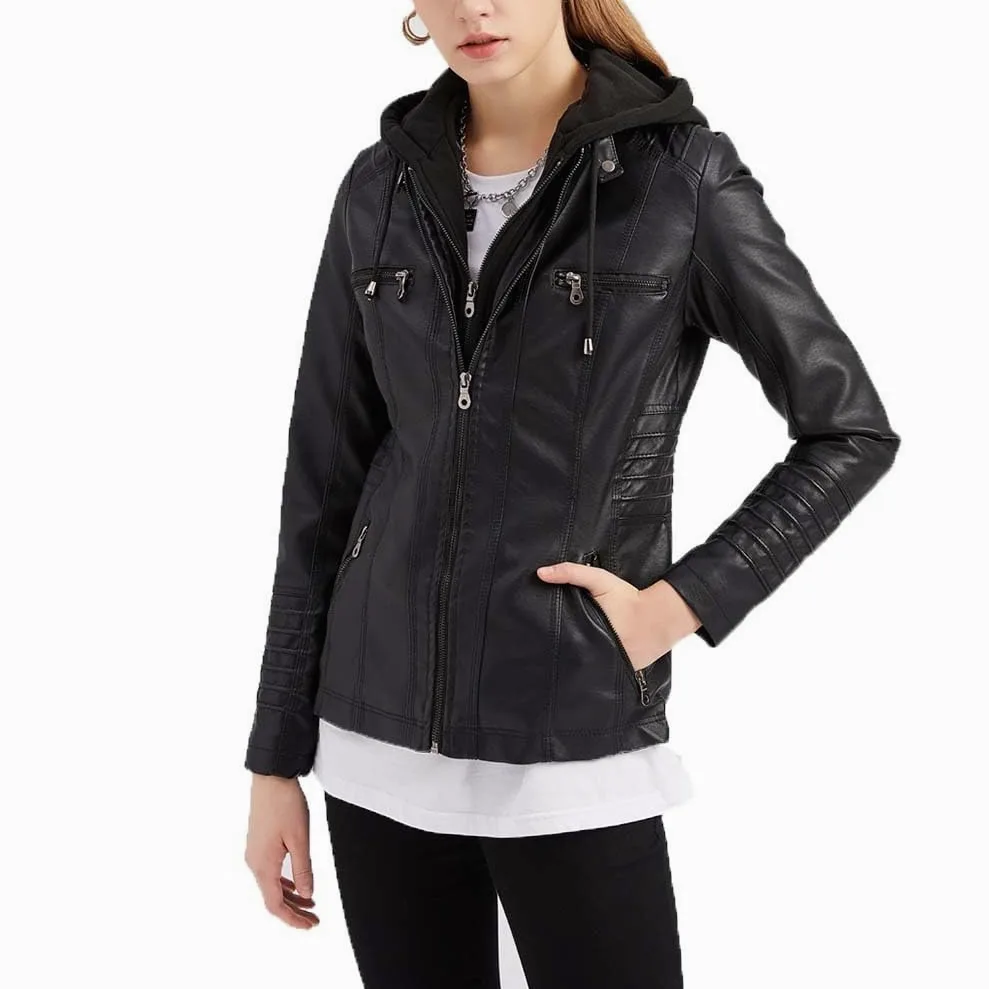 Chaqueta De Piel For Mujer, Chaqueta De Invierno, Otoño Invierno, Abrigo Cálido, Chaqueta Bomber, Chaqueta De Moto Con Capucha, Chaqueta De Piel Sintética, Chaqueta De Piel Sintética, Sudadera Con Cap
