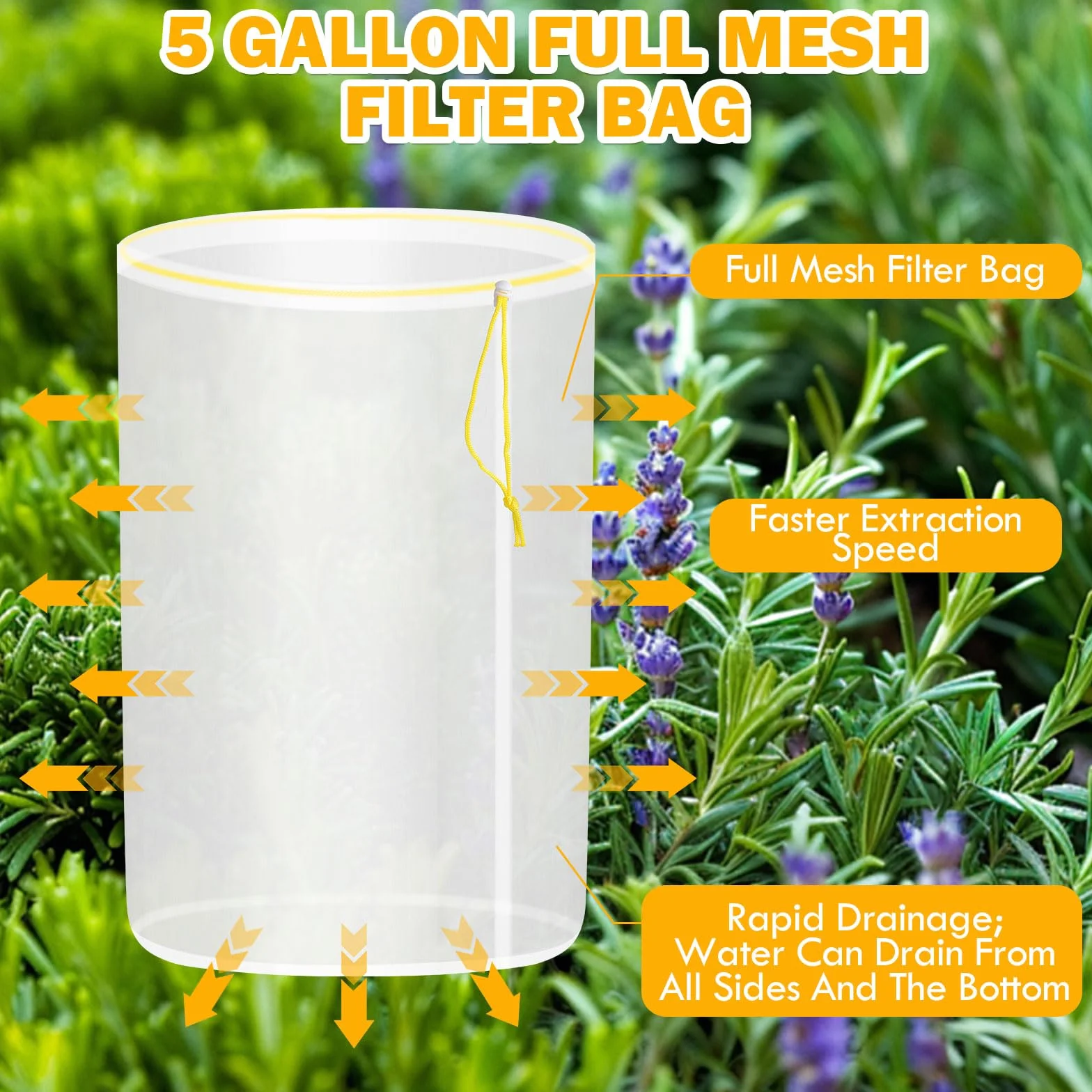 All Mesh Bubble Bag 4 Bolsas de 20 l 5 Galones Bolsa de Extracción de Hielo de Hierbas