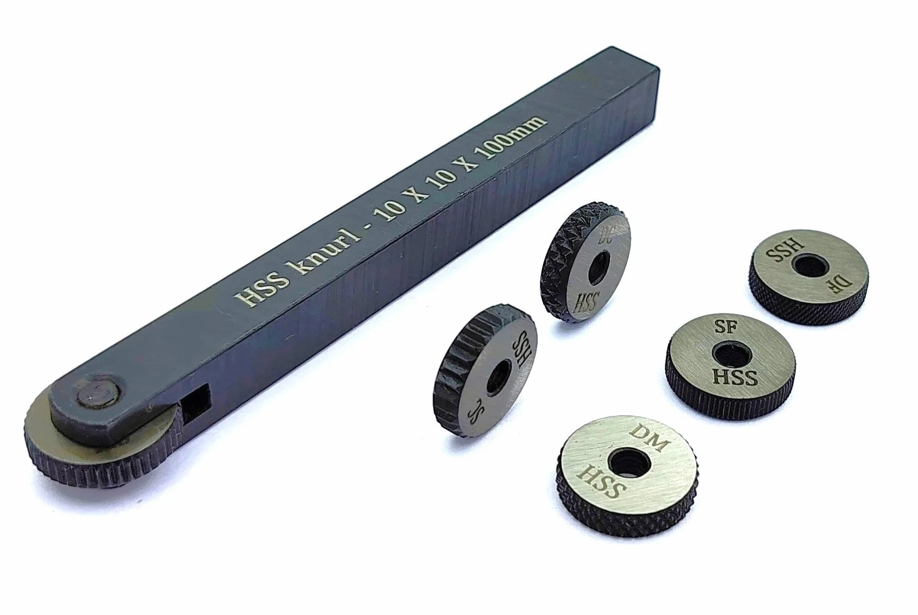 Soporte de herramientas de moleteado de una sola rueda con 5 moleteados HSS de repuesto 10 x 10 x 100 mm