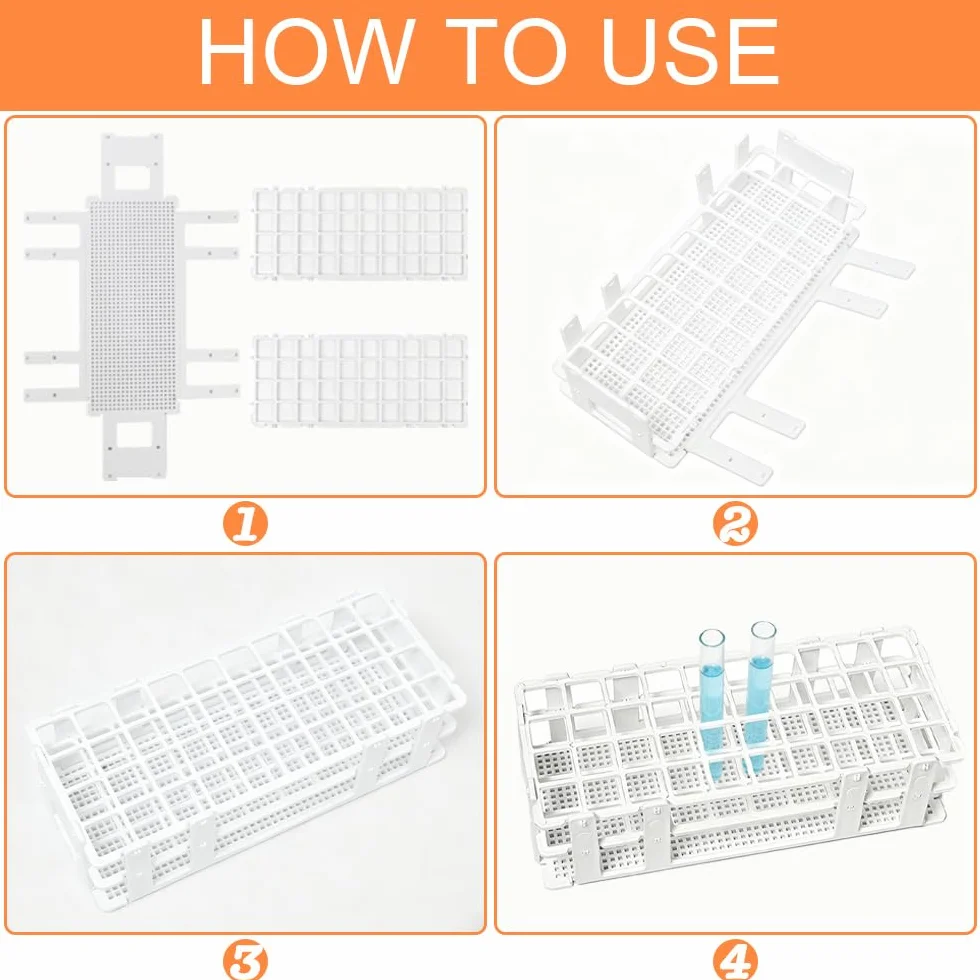 Soporte de Tubos de Ensayo Plastico 40 Agujeros 20 mm Desmontable para Laboratorio Ciencia