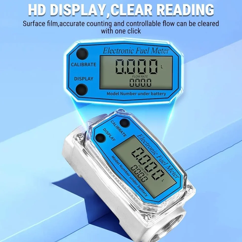 Jadeshay Medidor de Flujo 1" NPT 15-120L Turbina Combustible Diesel Alta Precisión Rosca Gasoil Pantalla Digital
