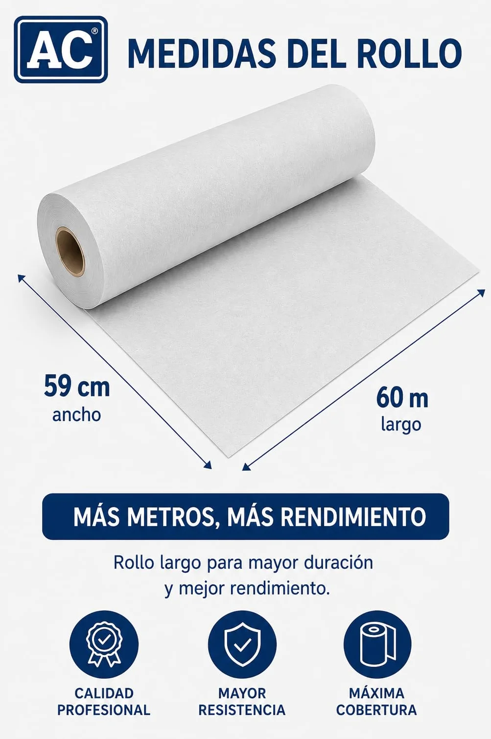 Rollo de papel camilla sin precorte ECO blanco 6 unidades