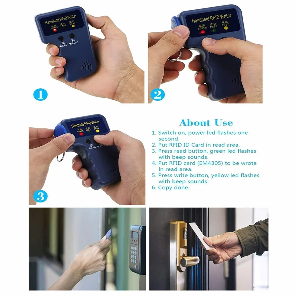 Copiadora duplicadora RFID 125 kHz programador clonador tarjeta identificación 10 tarjetas regrabables