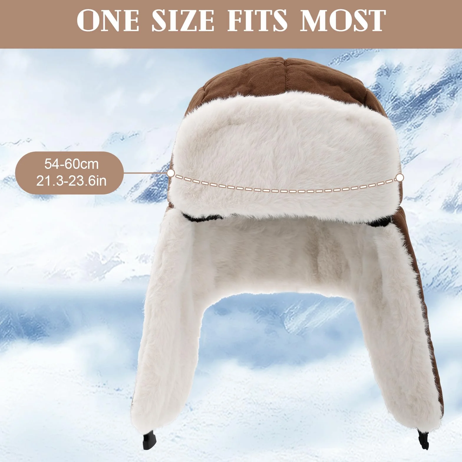 Sombrero de Invierno Trapper para Hombres y Mujeres con Orejeras, Forro de Polar, Sombrero Térmico a Prueba de Viento para Esquí, Senderismo y Actividades al Aire Libre (Talla 54-60 cm)