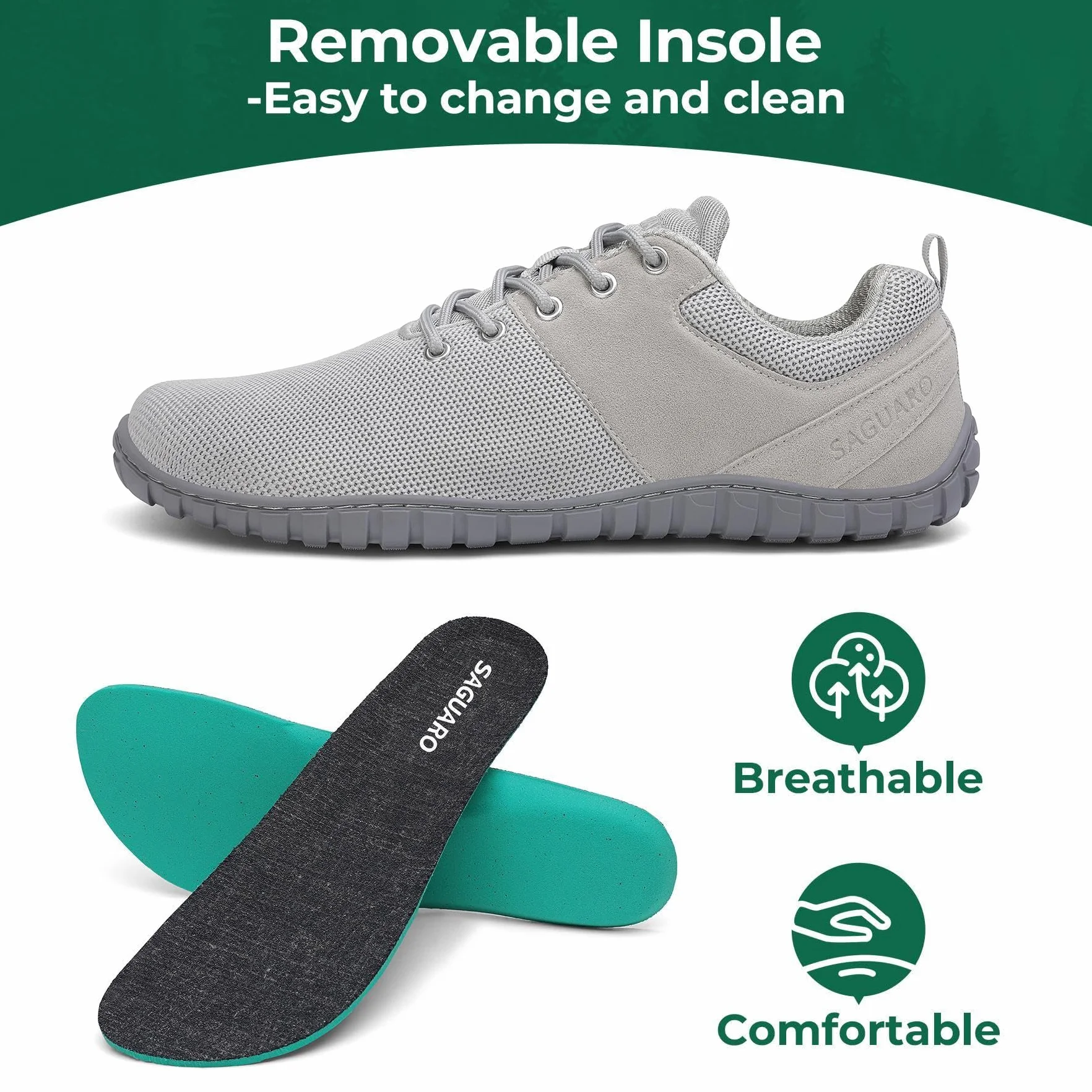SAGUARO Unisex Zapatos Minimalista Barefoot con Wide Tox Box Cómodas Zapatillas Casual Gr.36-48