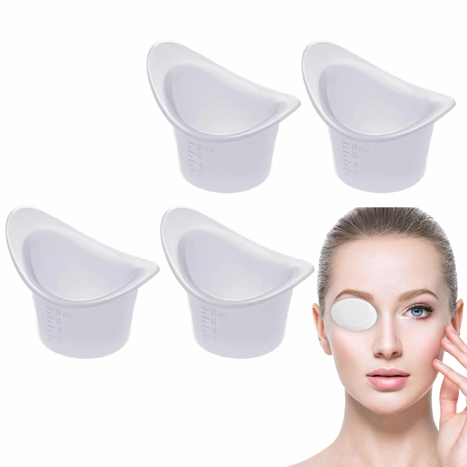 Taza de Lavado de Ojos de Silicona, Portátil, Reutilizable, 8ml, 4 Piezas