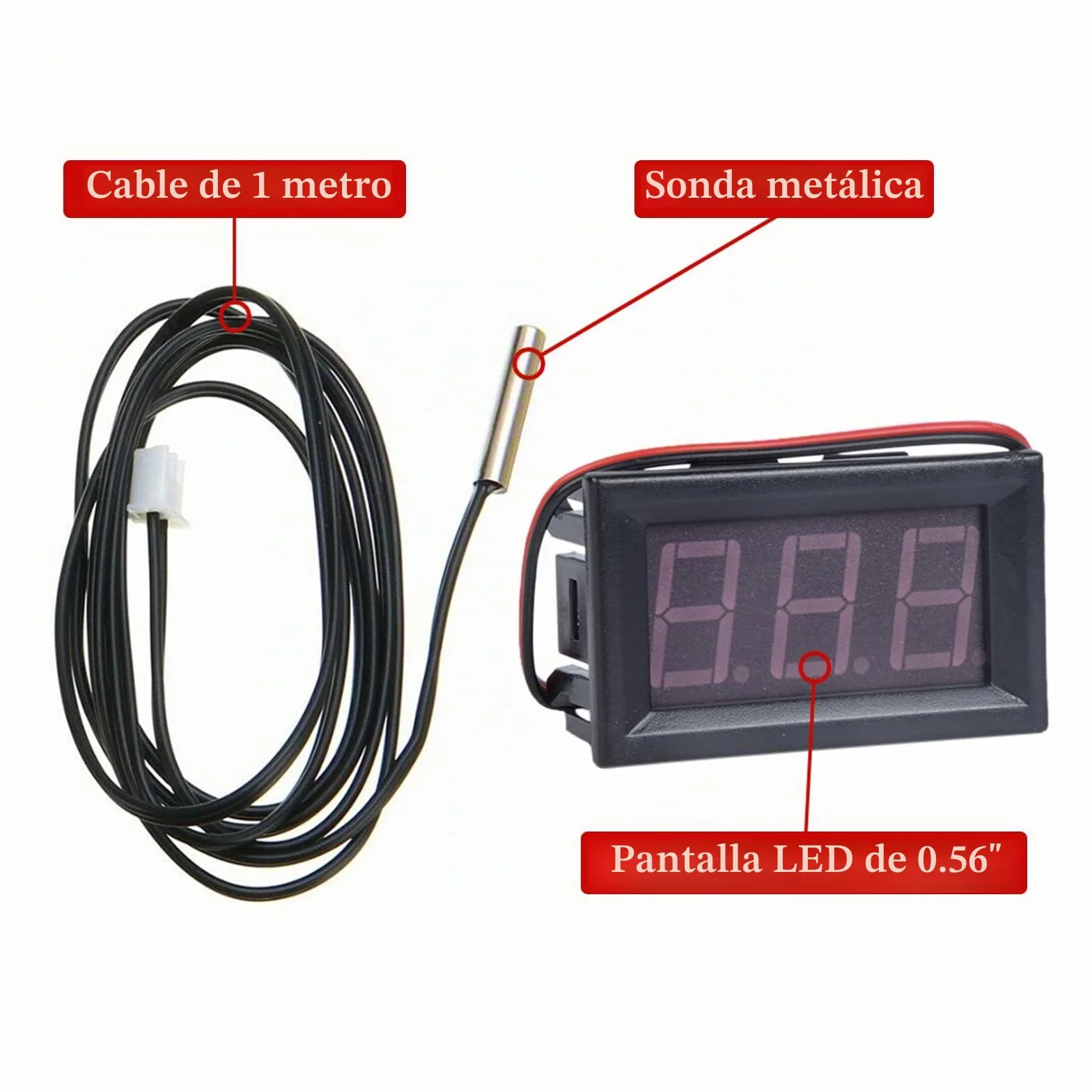Termómetro Digital 12V con Sonda LED para Congelador Refrigerador Acuario, Azul