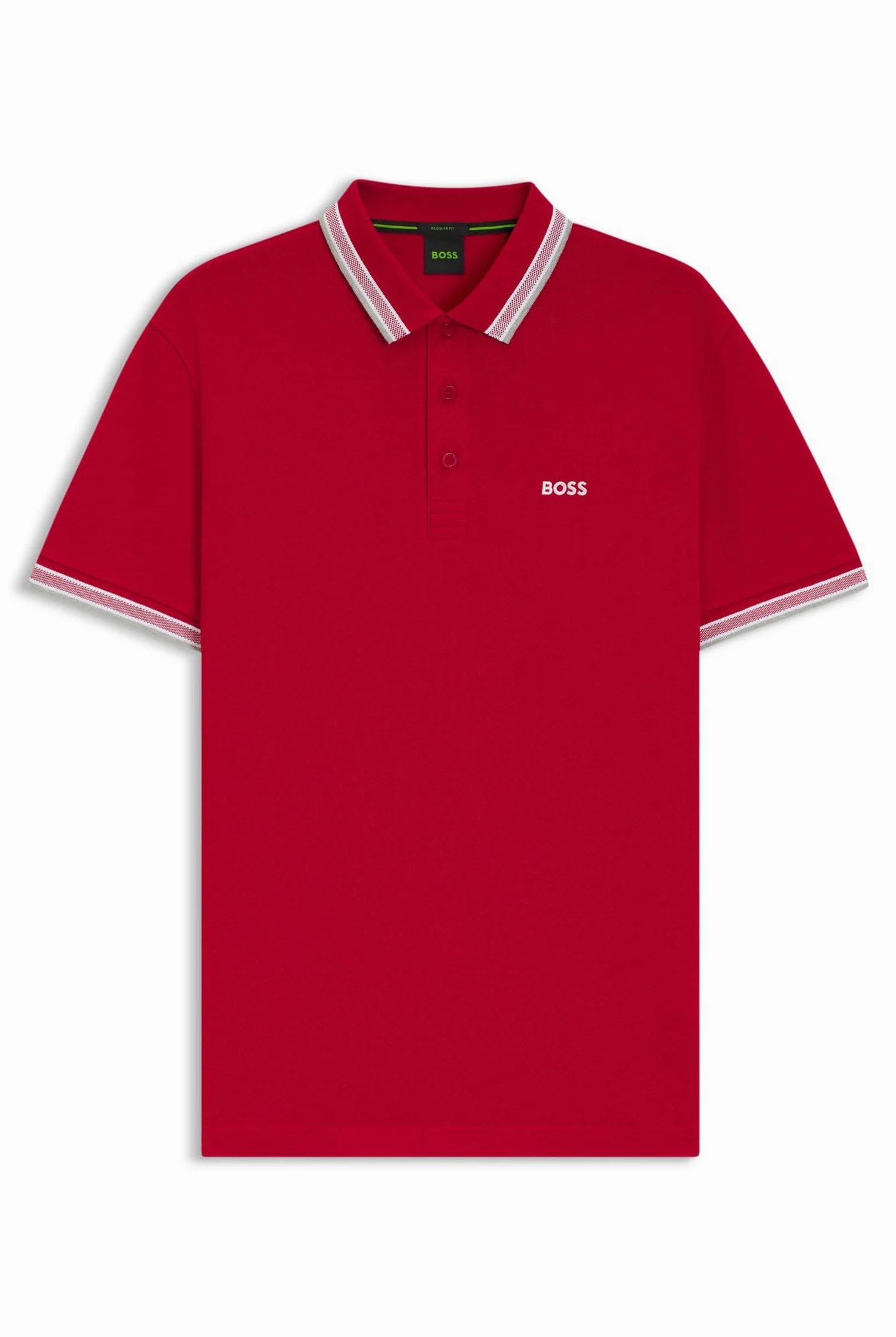 Boss Polo de Piqué de Ajuste Regular con Logotipo Curvado Camisa de Polo Hombre