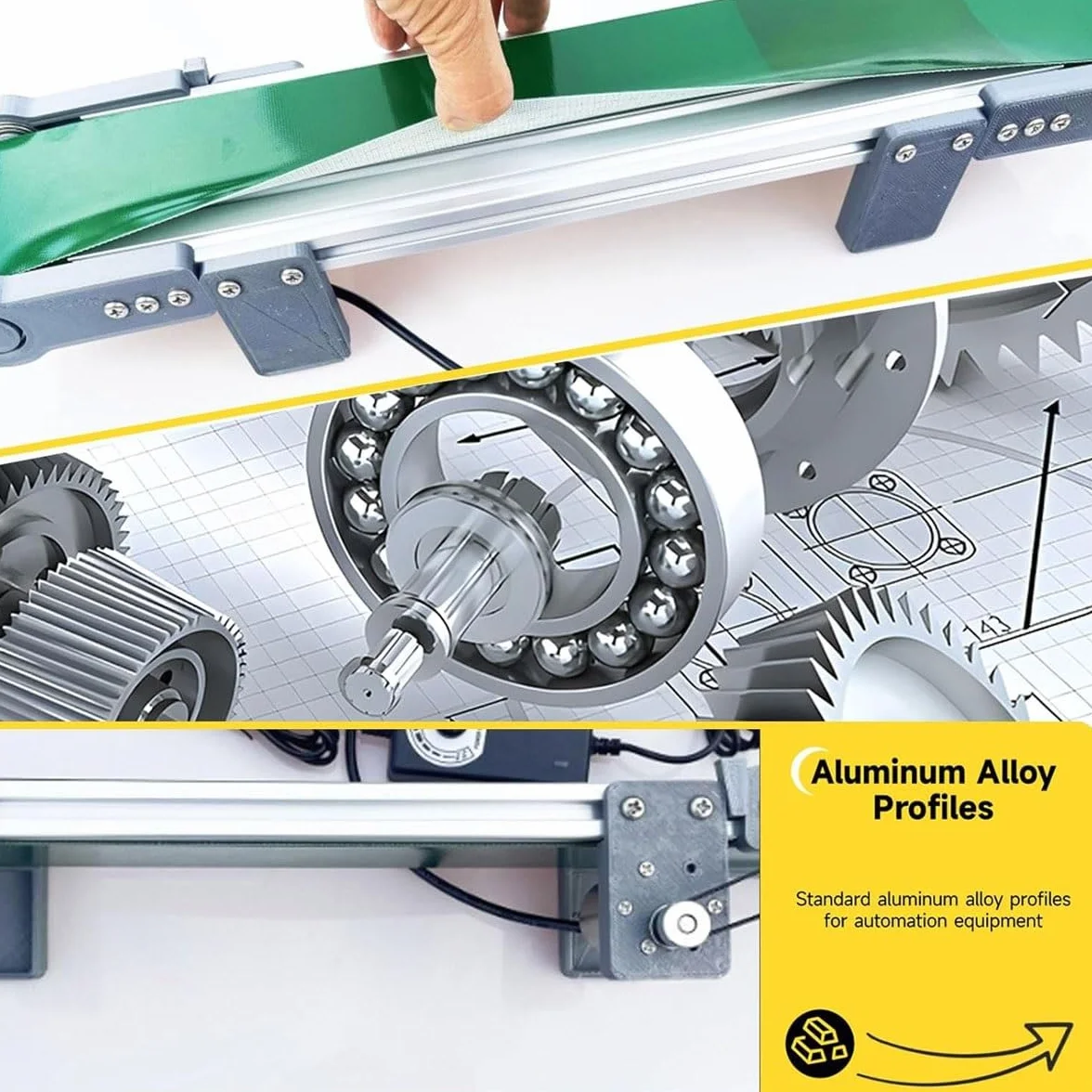 Cinta transportadora de escritorio pequeña, carril de carga eléctrico velocidad ajustable 1,8-7,6 cm/s contador automático