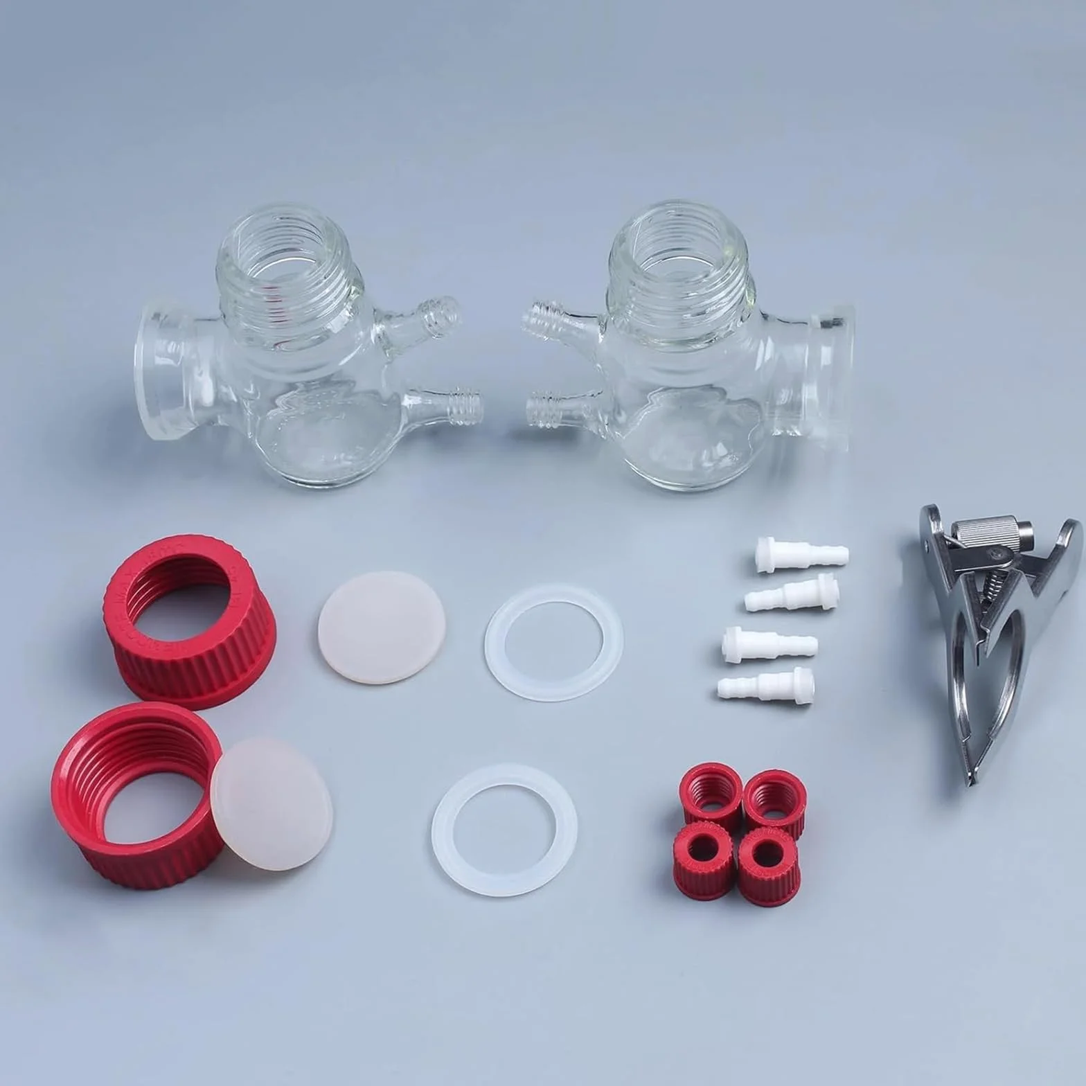 Cámara De Reacción Electroquímica Doble Celda 100 Ml, Reactor De Vidrio De Borosilicato, Membrana De Intercambio De Protones
