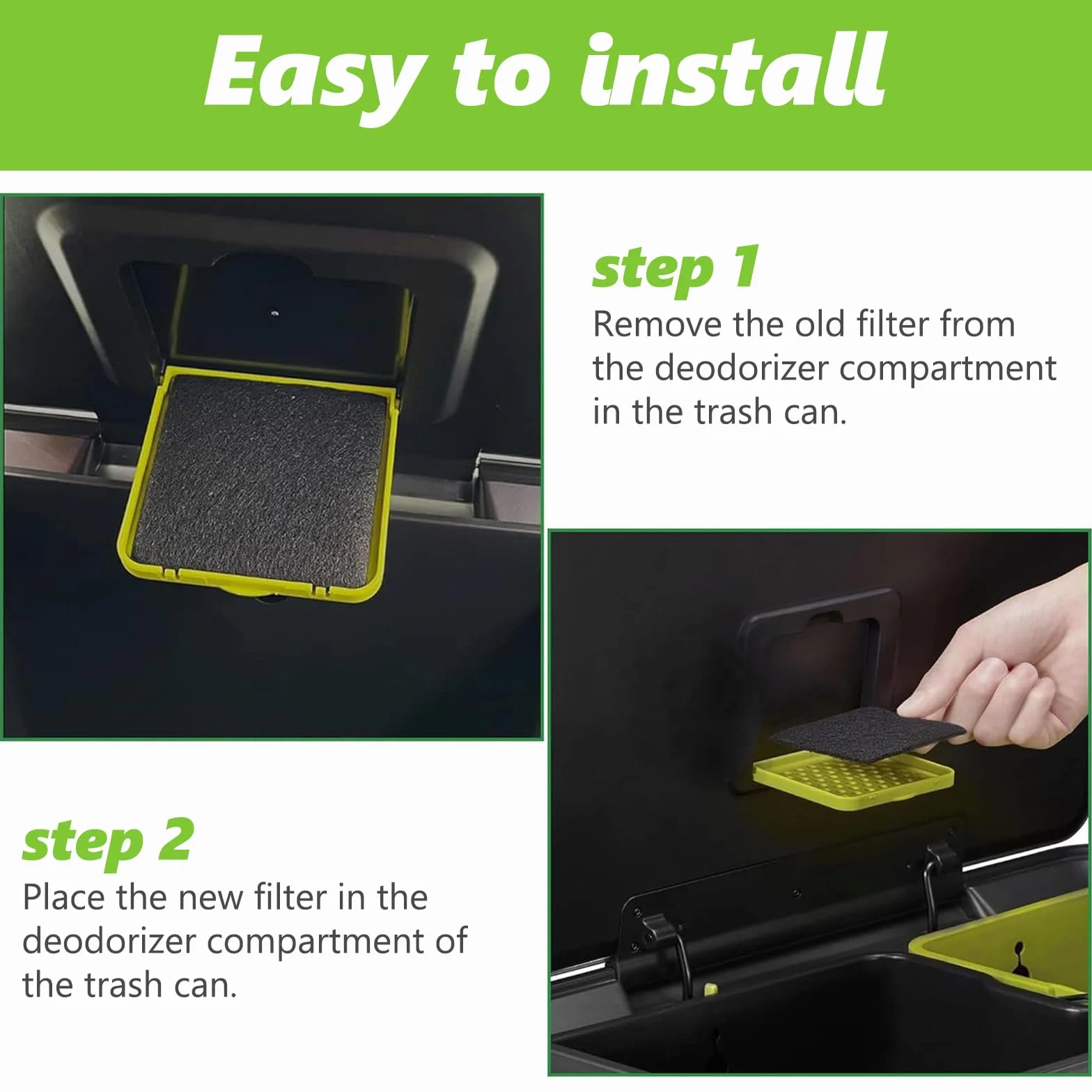 Filtros de carbón Activado Antiolor Cuadrados compatibles con Joseph Food Waste Caddy, Filtro para Cubos de Repuesto para Cocina de Interior