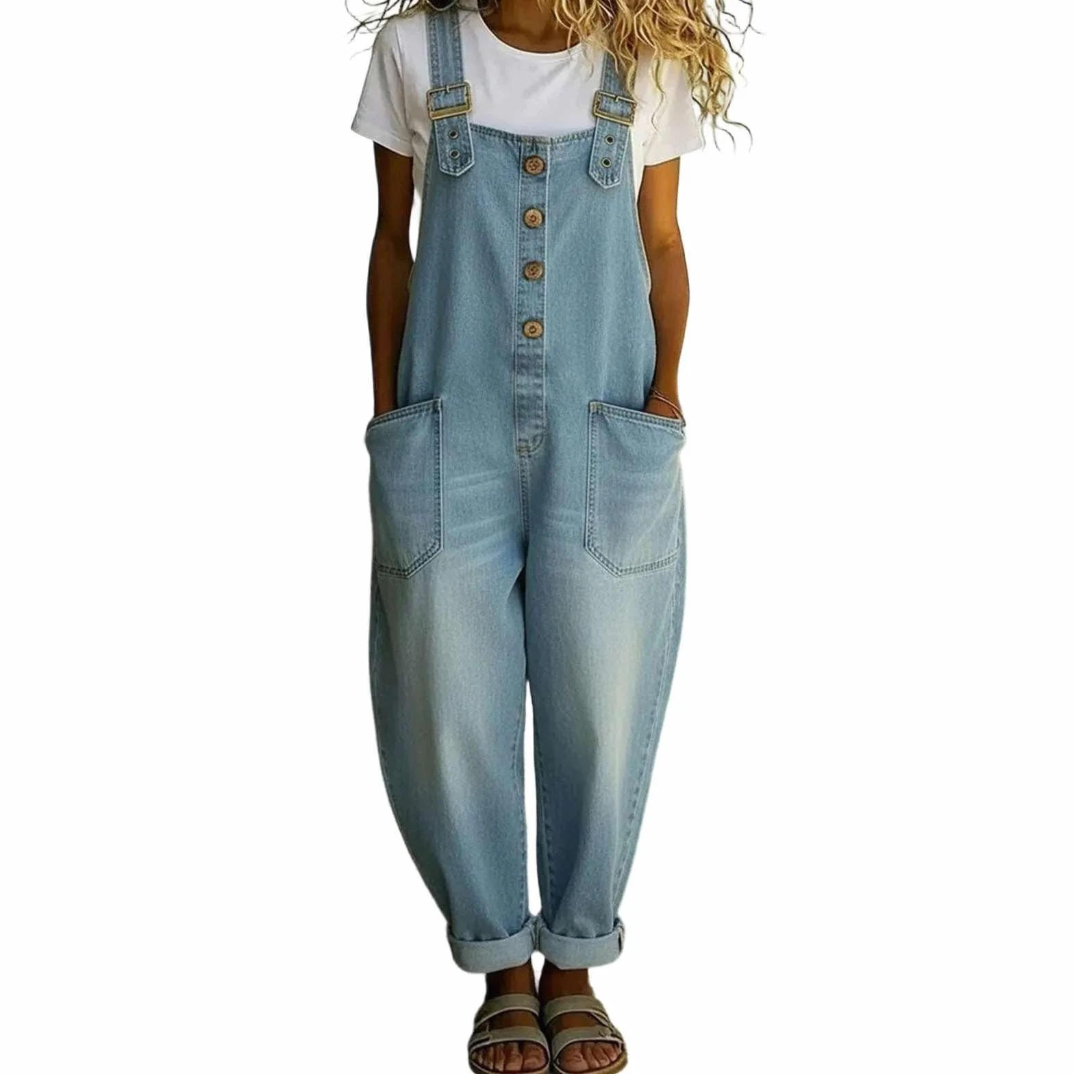 Genérico Mono Mujer Verano Bohemio Floral Petos Vaqueros Ajuste Holgado Pierna Ancha Overol Sin Mangas Elástico Peto Casual Playa Overoles Tallas Grandes Cómodas Con Bolsillos