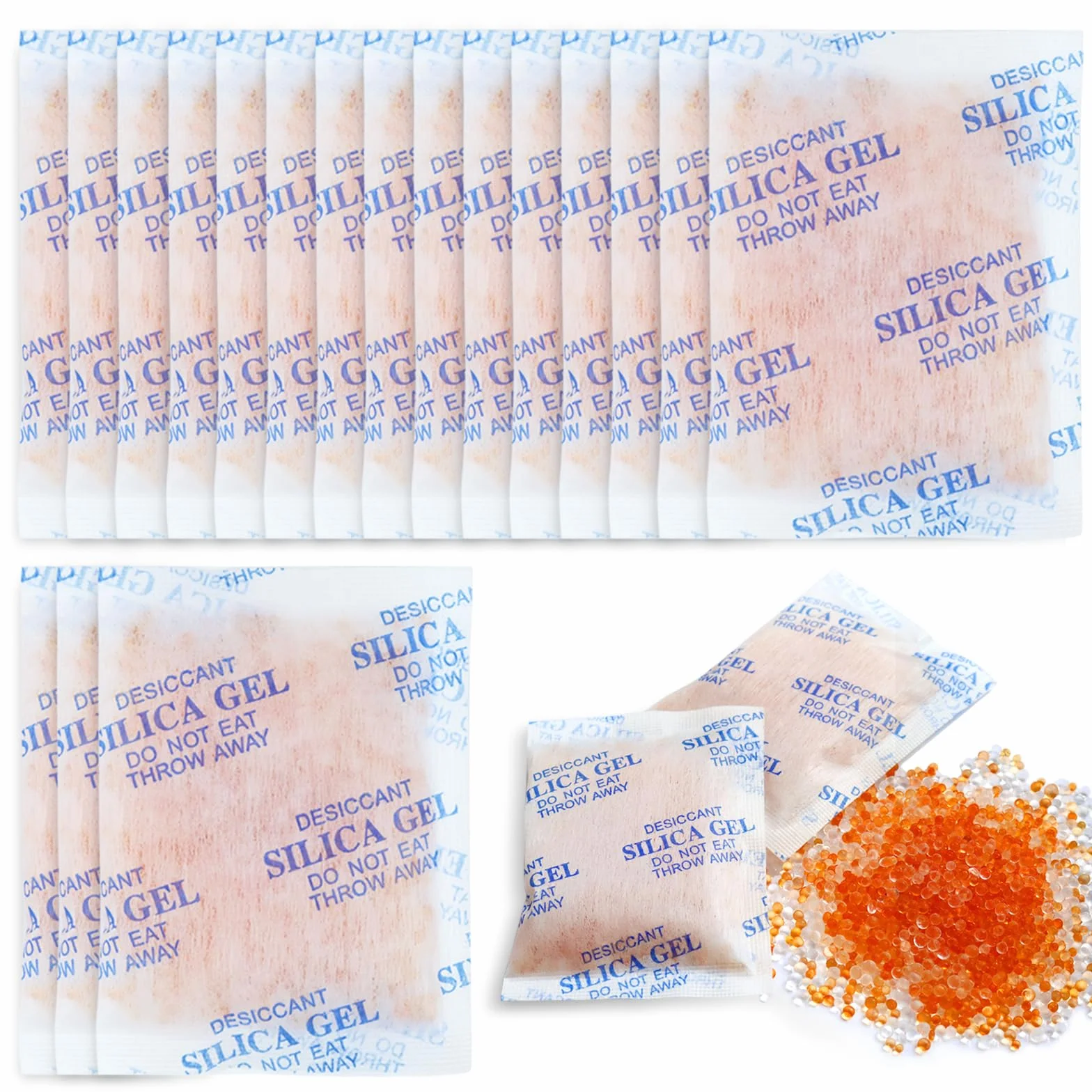 Gigmeta 20 g x 20 Pcs Bolsas de Gel de Sílice Deshumidificadoras con Indicador Naranja/Verde