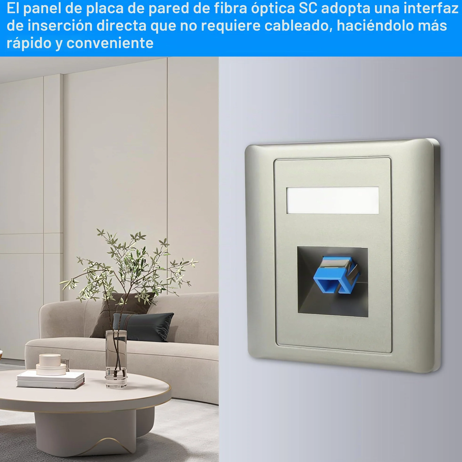 SC Simplex placa de pared fibra de vidrio panel montaje conector Jack hembra a hembra módulo red 2 unidades