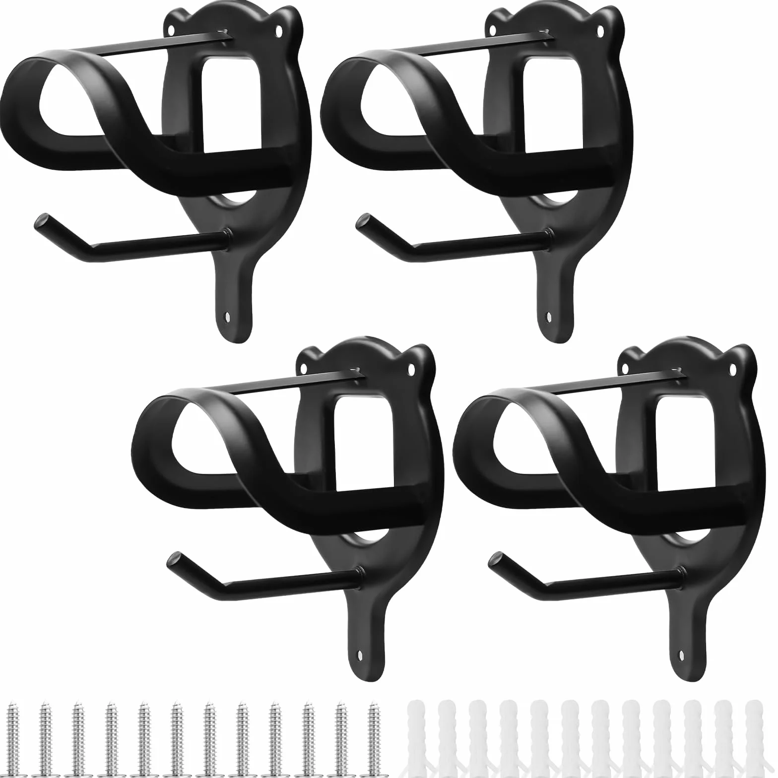 Soporte para caballo de metal negro, gancho de trinquete con tubos y tornillo, brida auxiliar