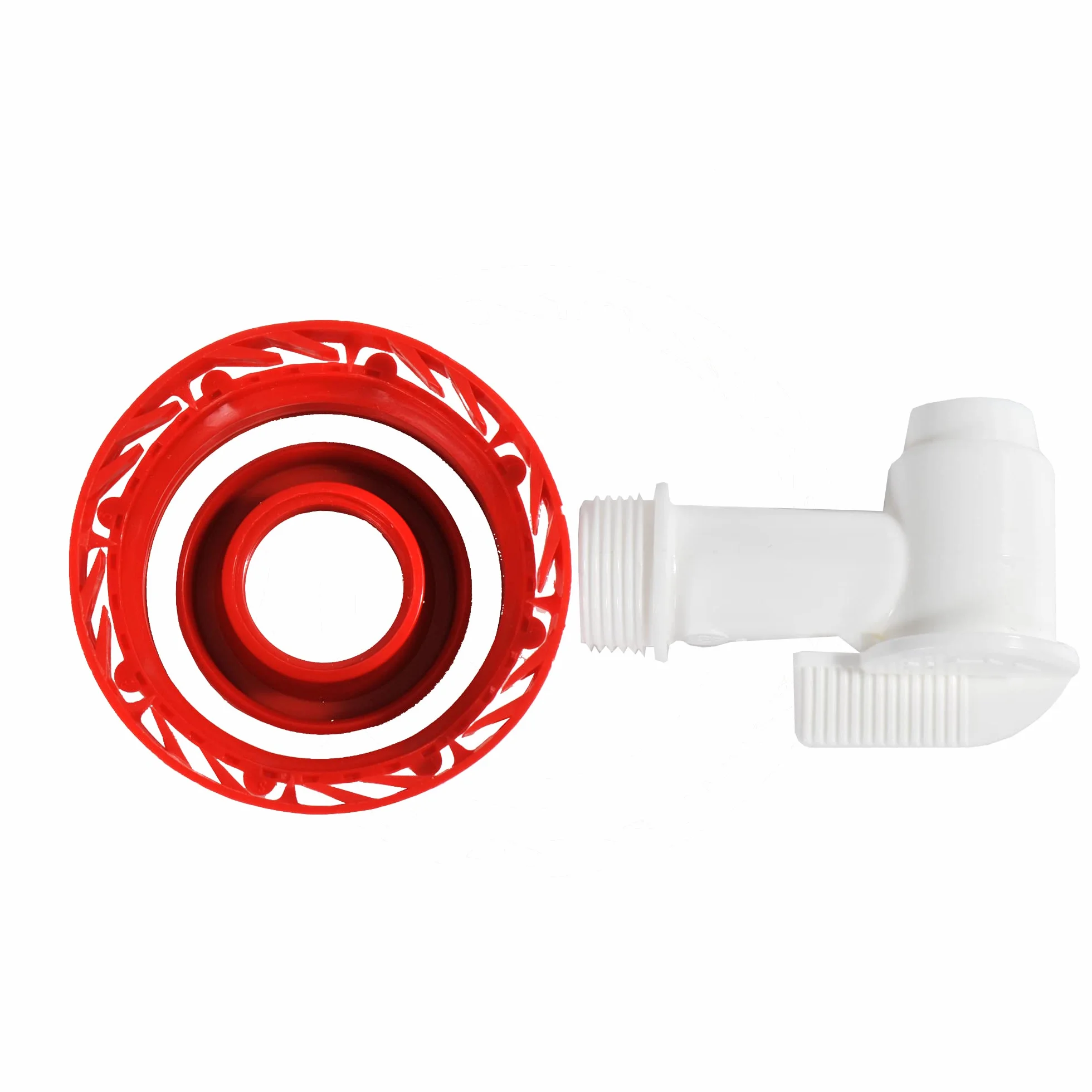 Tapón Grifo Para Envases 10-20-25 litros Rosca 60 mm Polietileno Alta Densidad Blanco Rojo Resistente Disolventes Gasolina