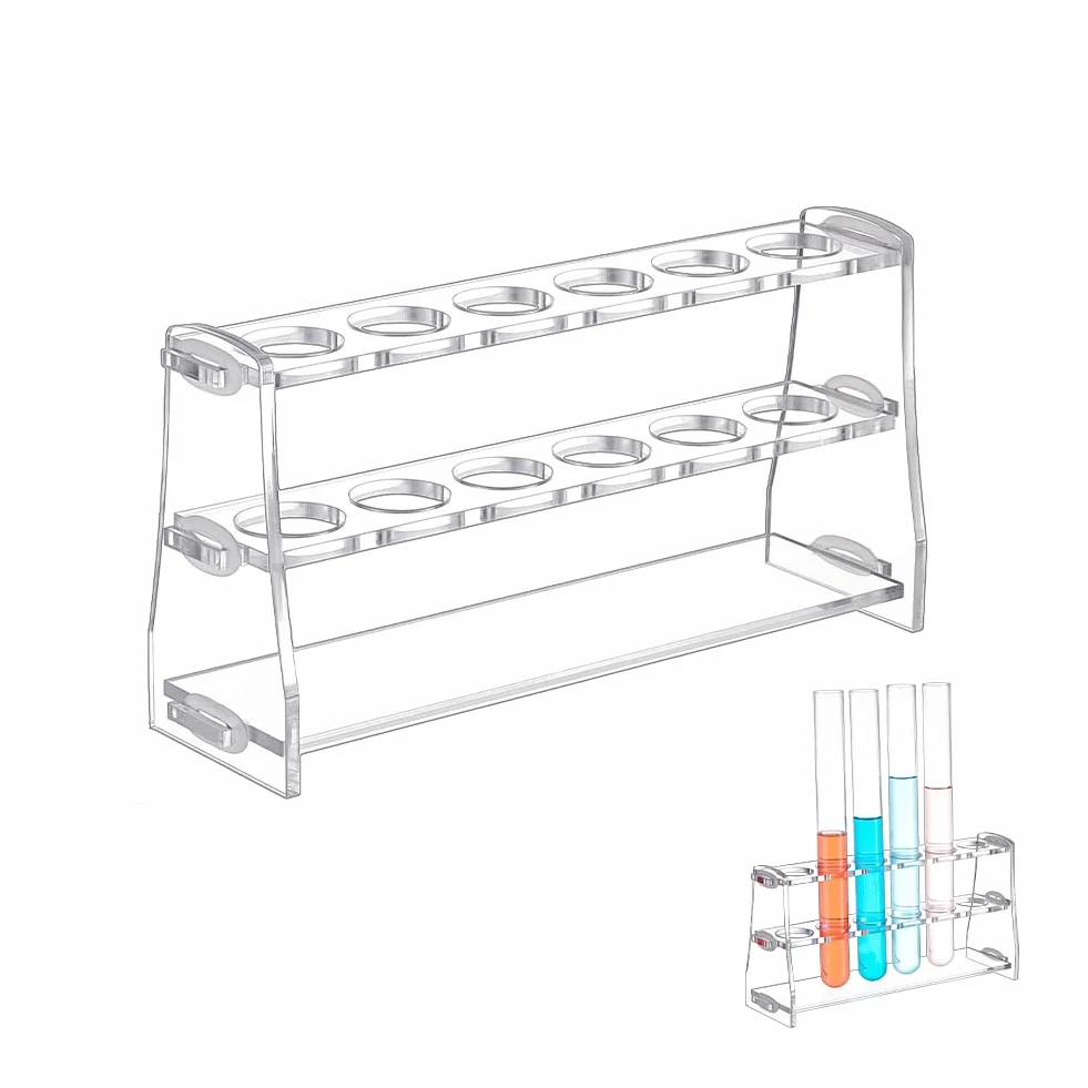 Soporte de tubos de ensayo de acrílico transparente de 6 agujeros rectangular UNICRAFTALE
