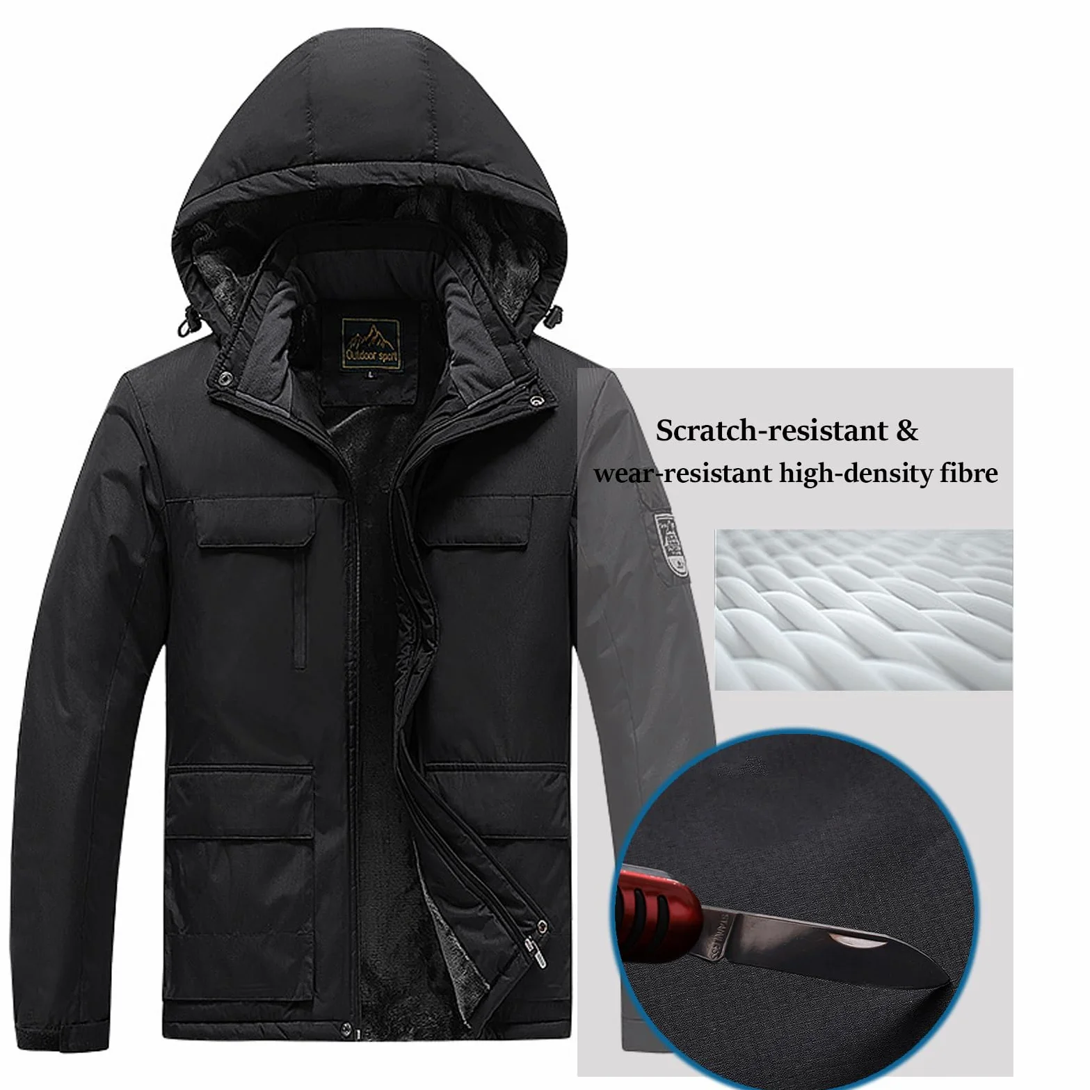 Chaqueta De Esquí Para Hombre Impermeable Y Abrigada- Cortavientos Capucha Desmontable, Snowboard Montaña Invierno Exterior