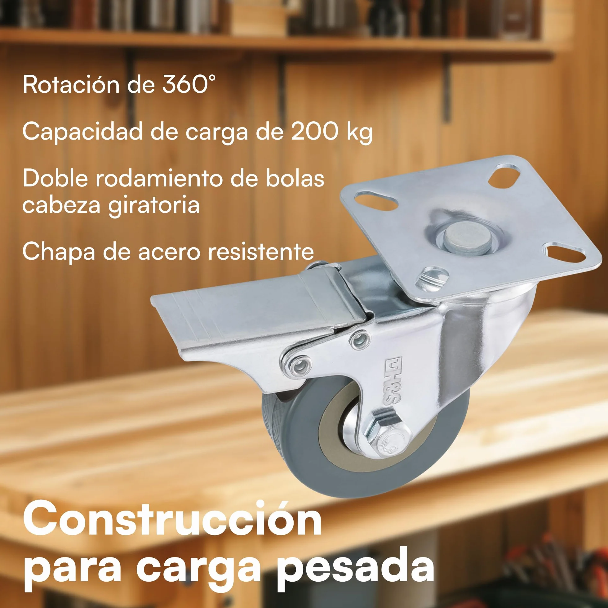 Ruedas para Muebles Pesados 50mm con Freno 4uds