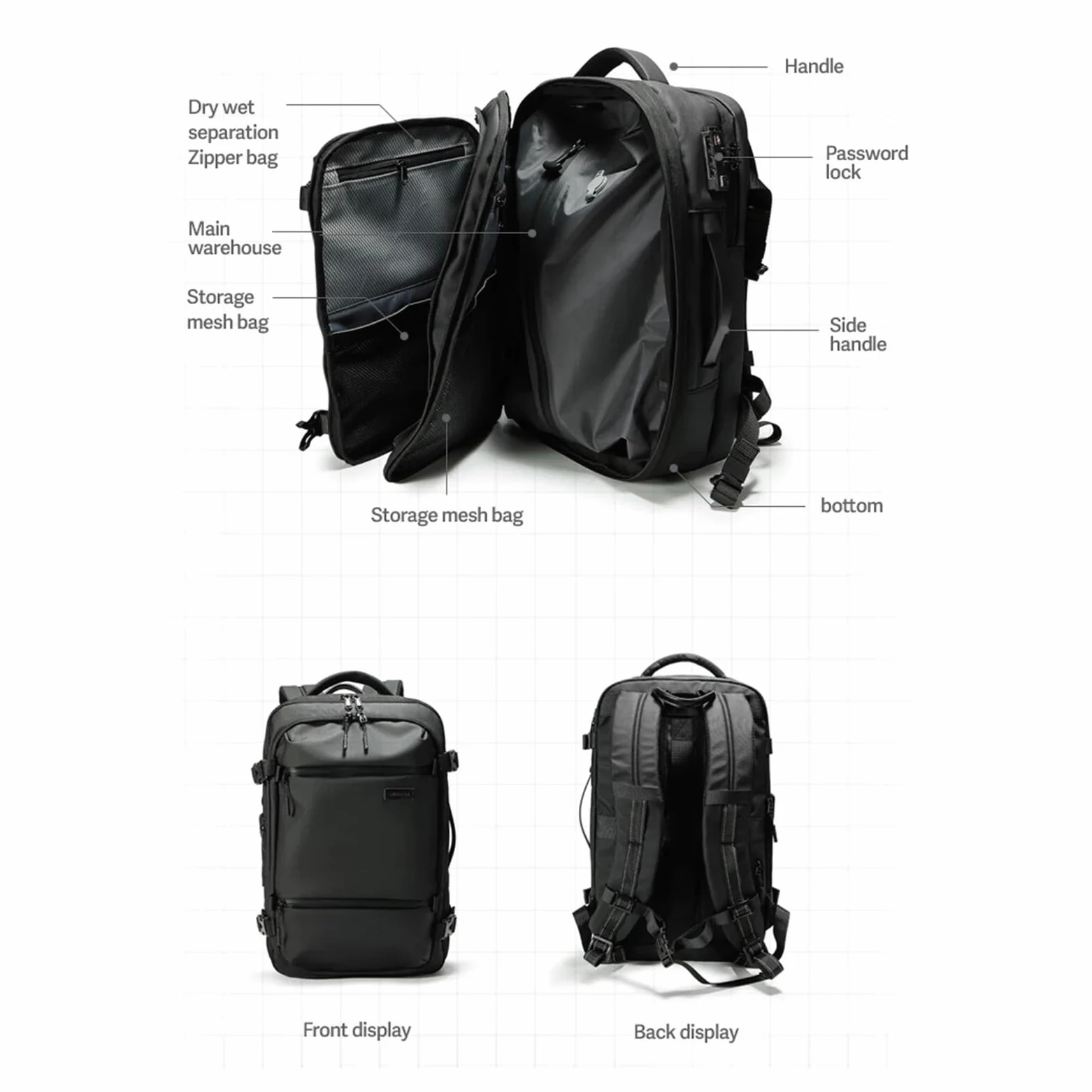 Mochila de compresión al vacío Mochila Ampliable De 40 L con Compresión Al Vacío, Mochila De Vacío Impermeable Y Antirrobo De Viaje