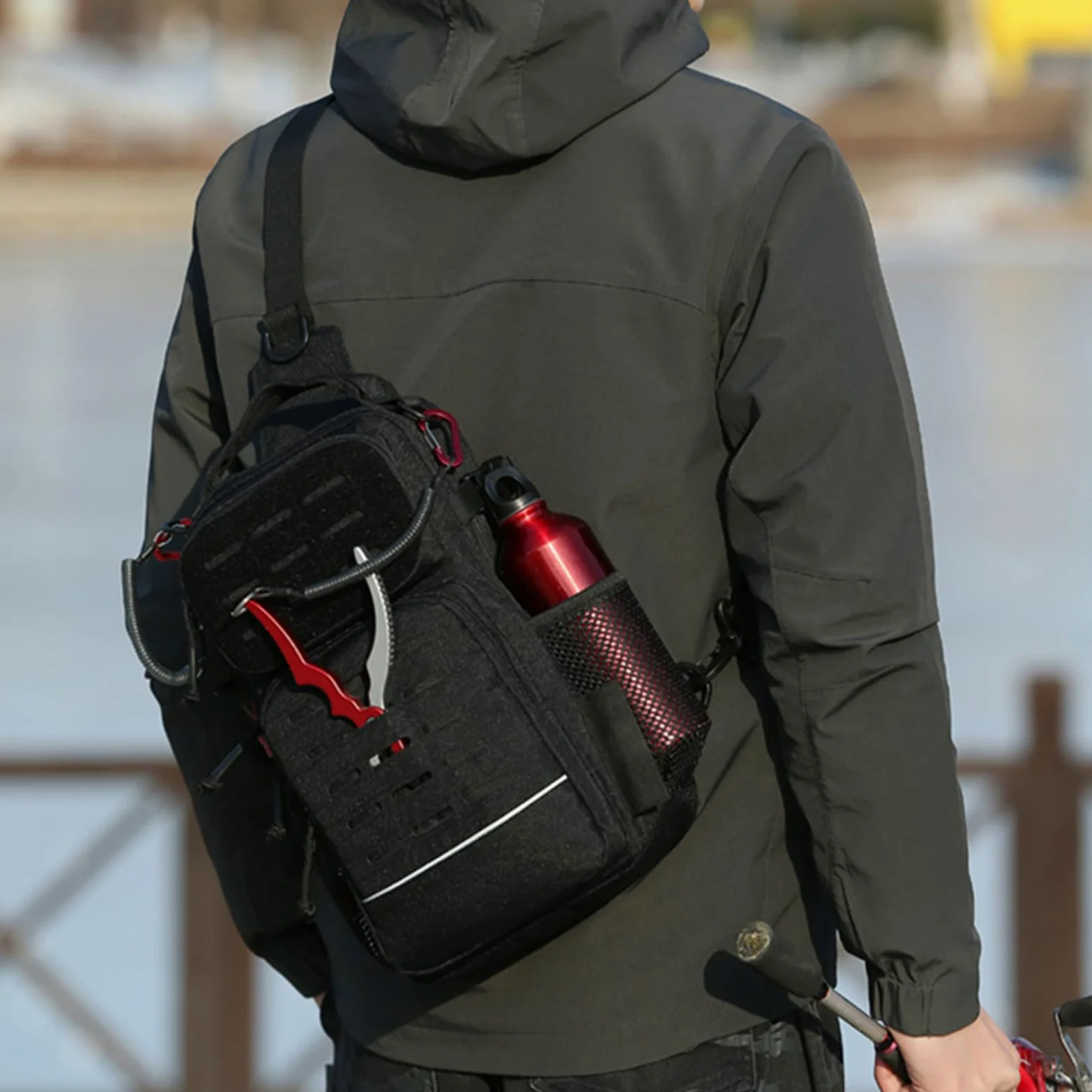 Mochila de Pesca con Mosca con Portabotellas y Equipo de Pesca | Mochila para Equipo de Pescar para Senderismo Camping Viajes Deporte Aire Libre Gimnasio al Aire Libre y