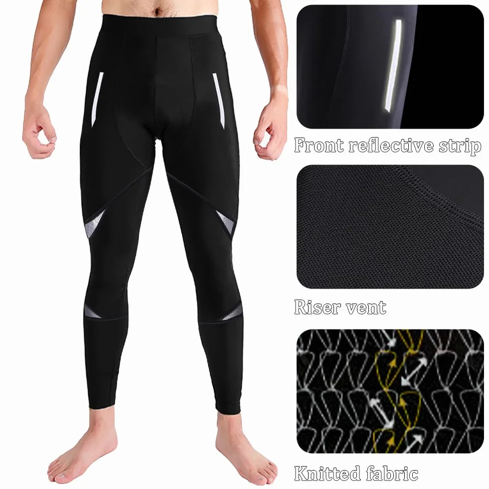 NuCamper Pantalones Largo Compresion MTB Hombre Ciclismo Culotte Transpirables Elásticos