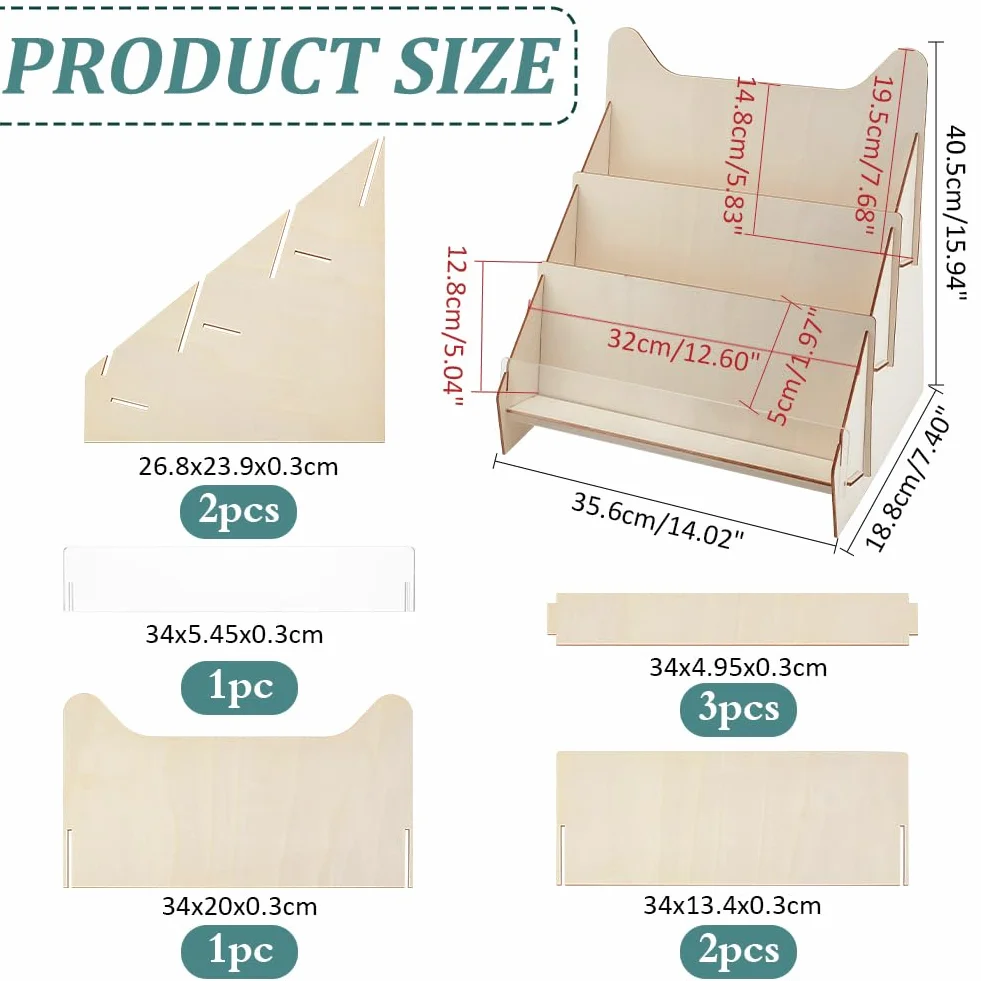 PH PandaHall Expositor de madera para tarjetas de felicitación y pegatinas portátil