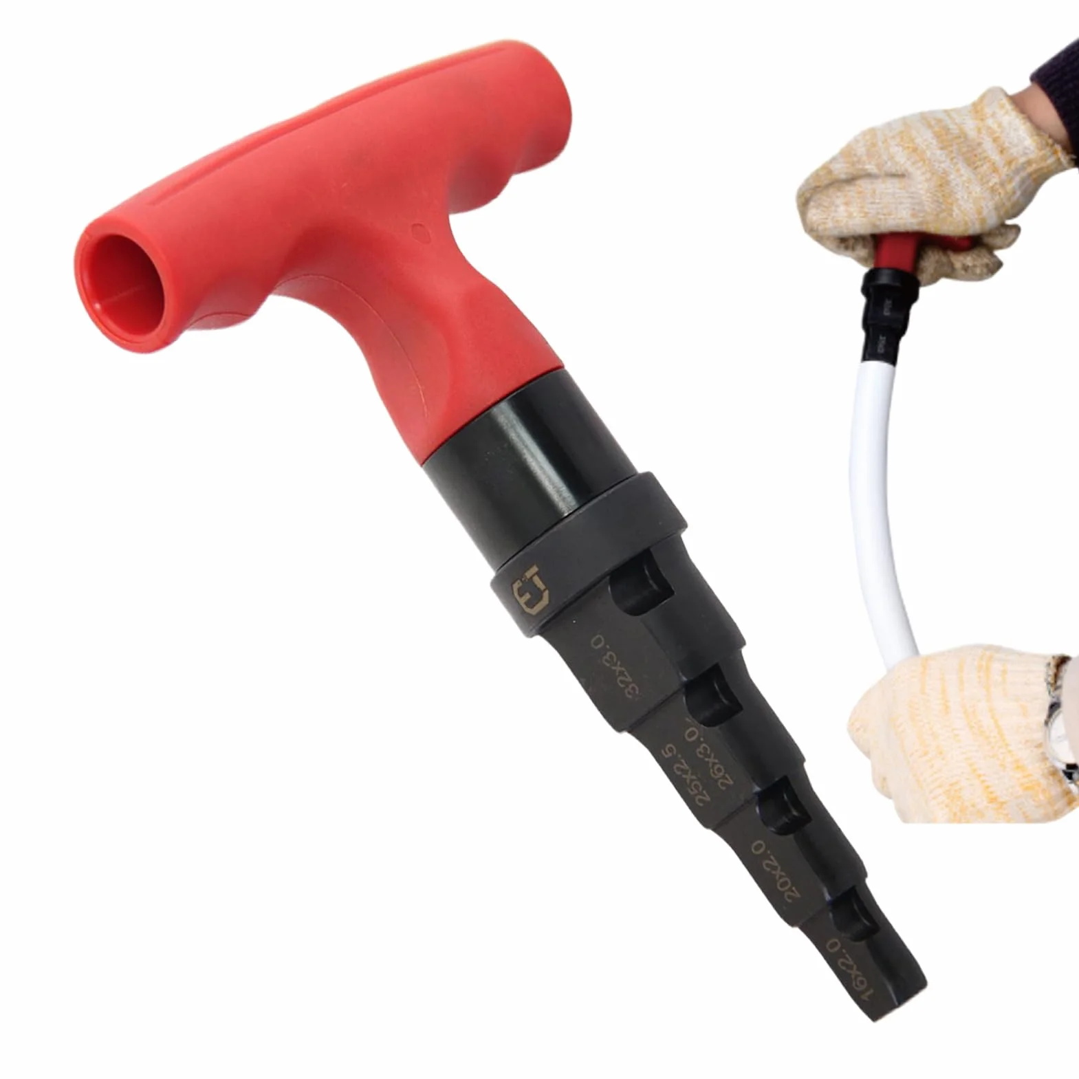 Herramienta de desbarbado y chaflán 4 en 1 para tubo de metal 15-32 mm con carraca giratoria