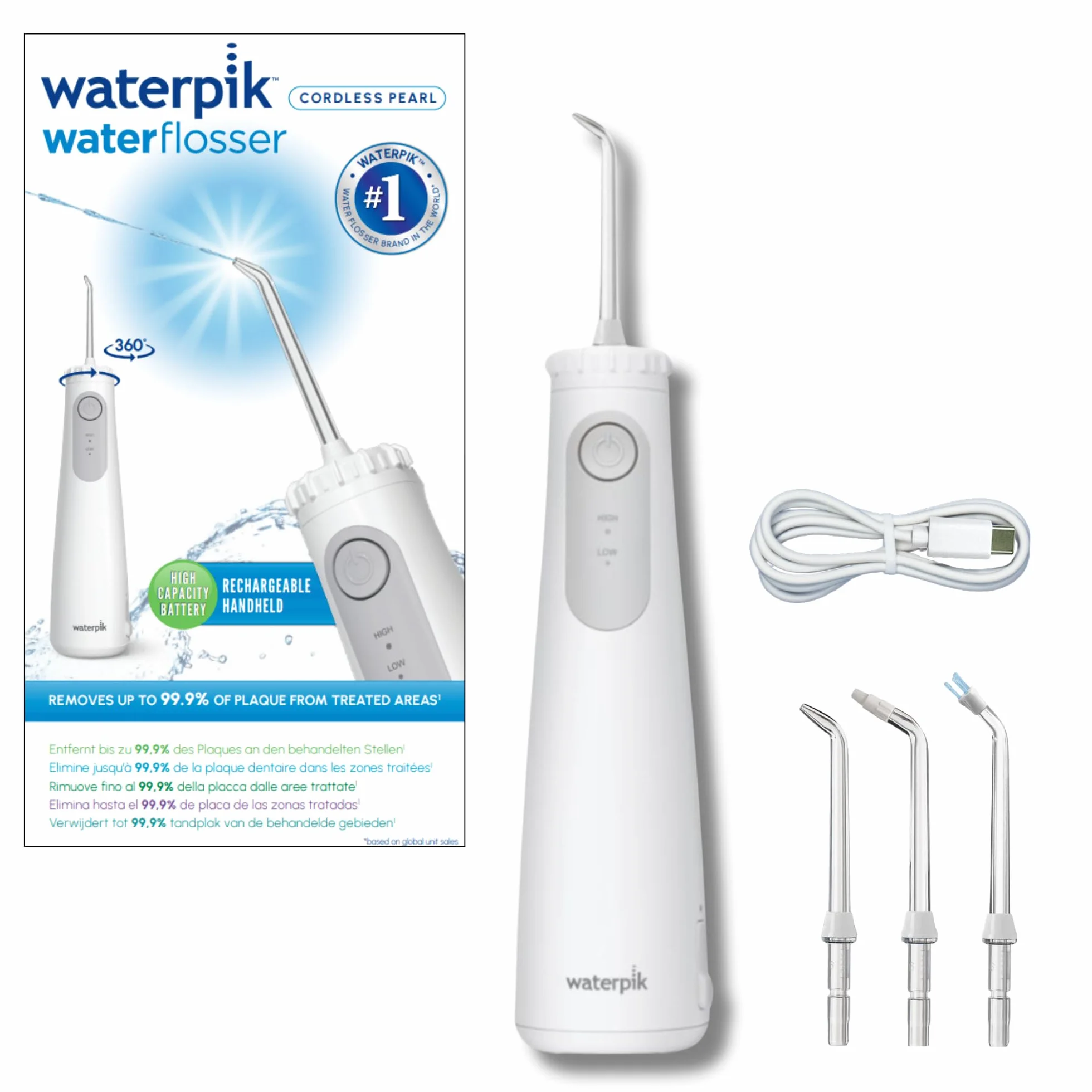 Waterpik Cordless Pearl irrigador dental portátil recargable resistente al agua