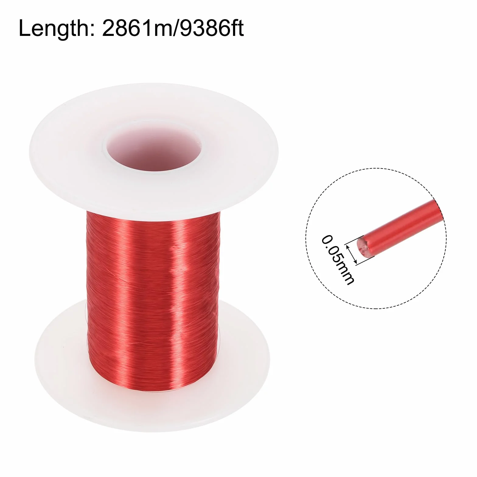 QUARKZMAN Alambre Esmaltado de Cobre 0.05mm 9386 Pies 50g Grado F 155°C para Bobinados Transformadores