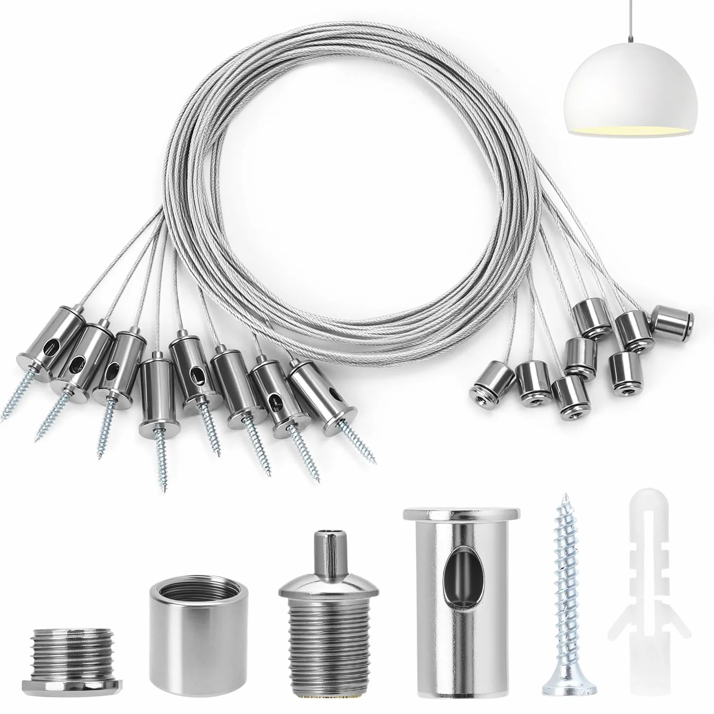 QWORK Kit de Suspensión para Paneles LED 1.5 mm x 1.5 m Cable de Acero Inoxidable
