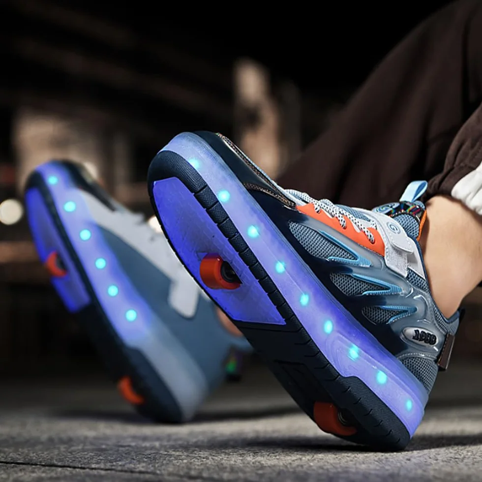 Hixingo Zapatillas con Ruedas Niña Niño, Malla 2 en 1 con Luz LED y Patines