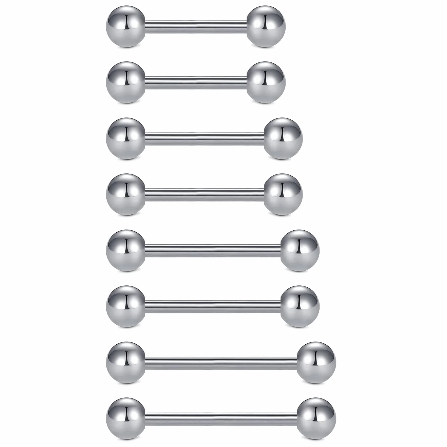 FECTAS 5 unids 14 G Acero quirúrgico pezón Piercing Lengua Bar Set Body Piercing Joyería 12/14/16/18mm