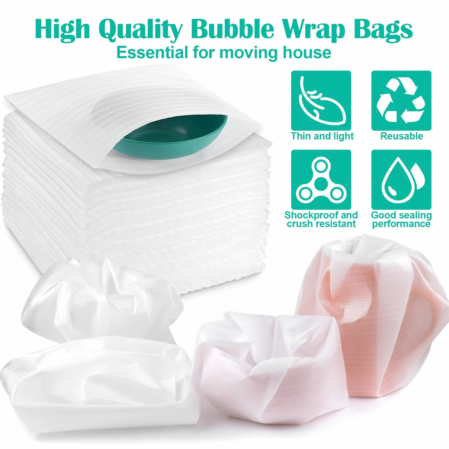 Envoltura de Espuma 30x30 cm 100 Piezas, Material de Embalaje de Burbujas para Mudanza