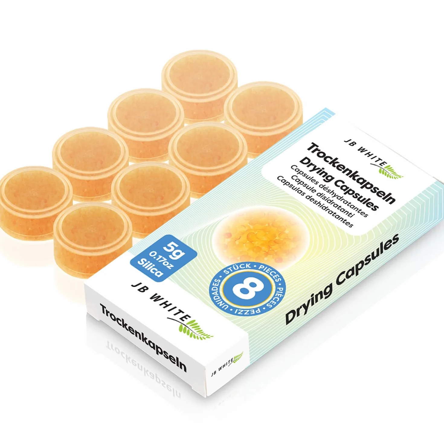 JB White 8 cápsulas desecantes para audífonos, pastillas deshumidificadoras, 5 g