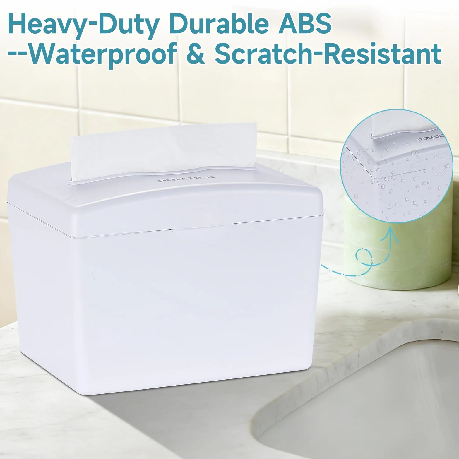 Pollock Dispensador de Servilletas de Sobremesa, Toallas de Mano, Papel Secamanos, Base Antideslizante, Gran Capacidad, Blanco