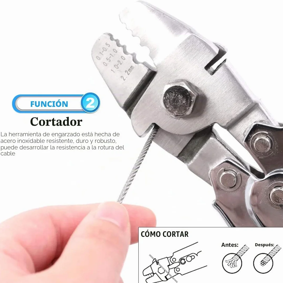 Glarks Crimpadora de cable de alambre, hasta 2,2 mm, 150 unidades, 3 tamaños, aluminio de doble manguito