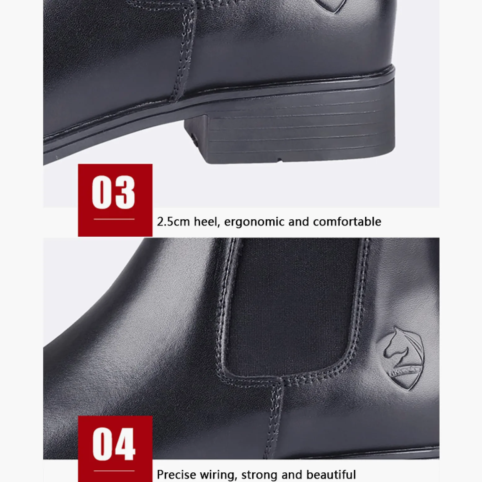 LEBEE Botas de montar a caballo Botas de jogging de piel de vaca Botas de montar,Black-40