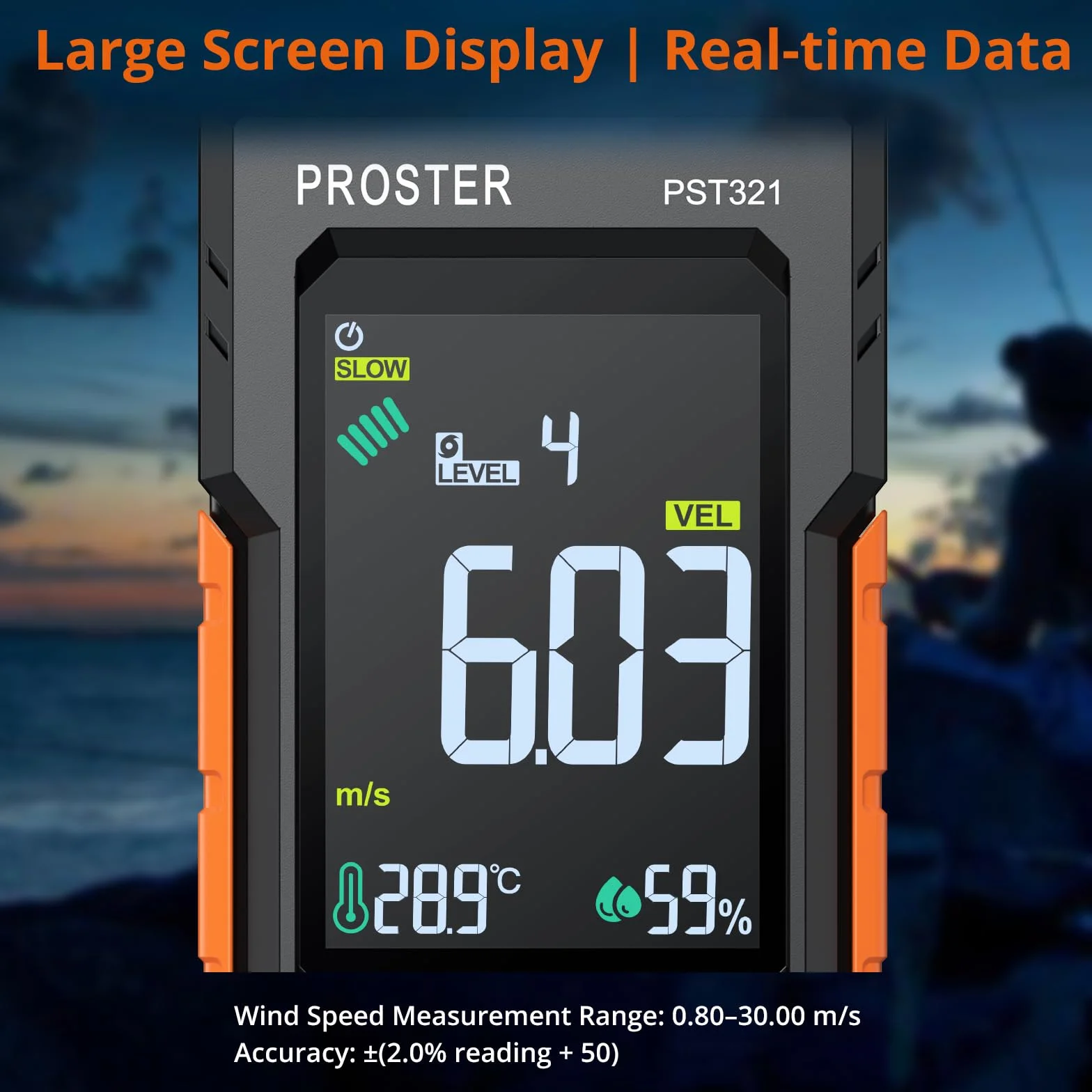 Proster Anemómetro Portátil Medidor de Velocidad del Viento Digital con CMM CFM Flujo de Aire y Temperatura