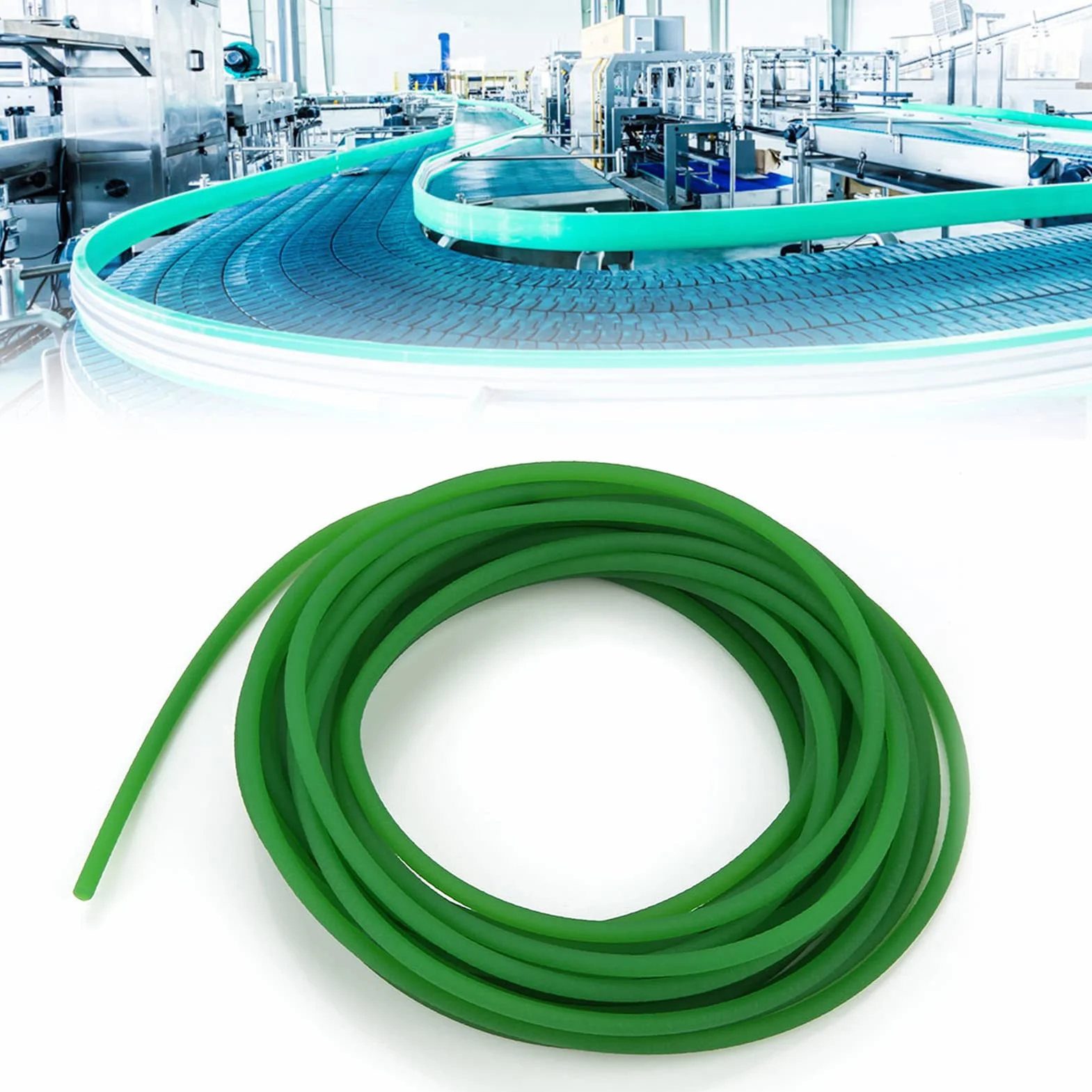 Correa de Poliuretano Redonda Rugosa Verde 5mm*10m para Transmisión de Accionamiento