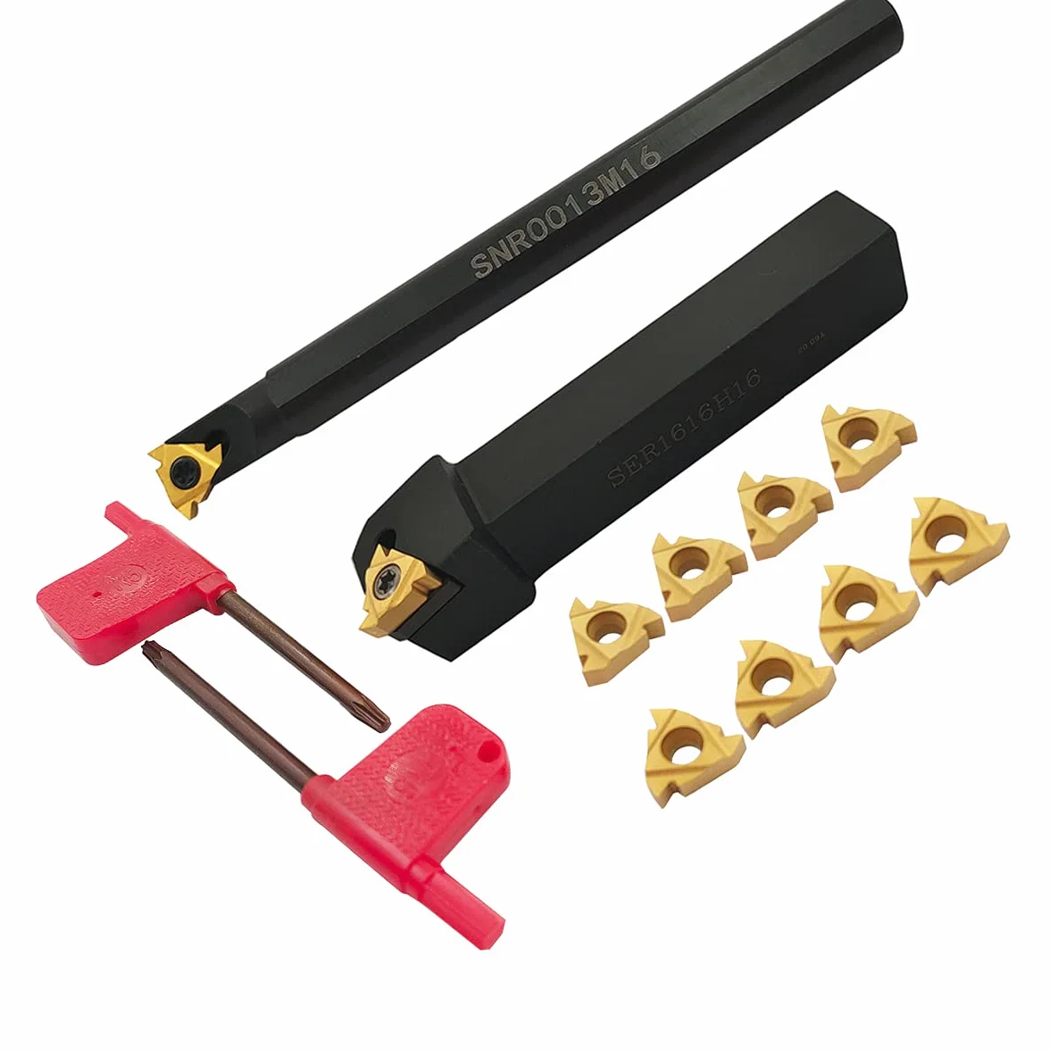 Barra de mandrinado 1/2" 5/8" SNR0013M16 + SER1616H16 Soporte torneado rosca interna con 10 insertos carburo 16ER AG60 16IR AG60