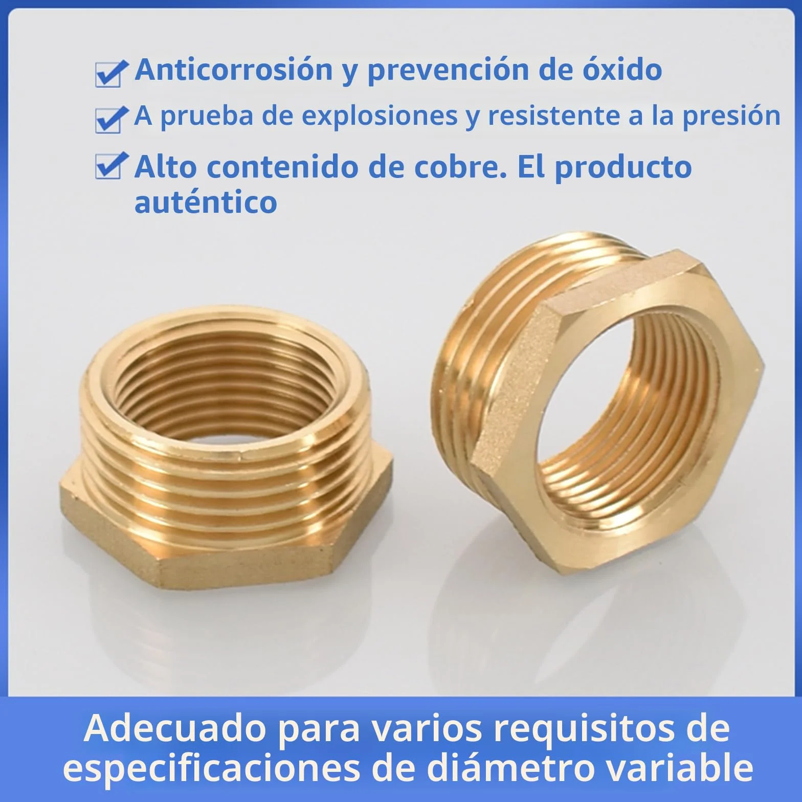Reductor de latón adaptador 1/2 a 1/4 pulgada rosca macho hembra Ø20mm x Ø12mm accesorio tuberías agua