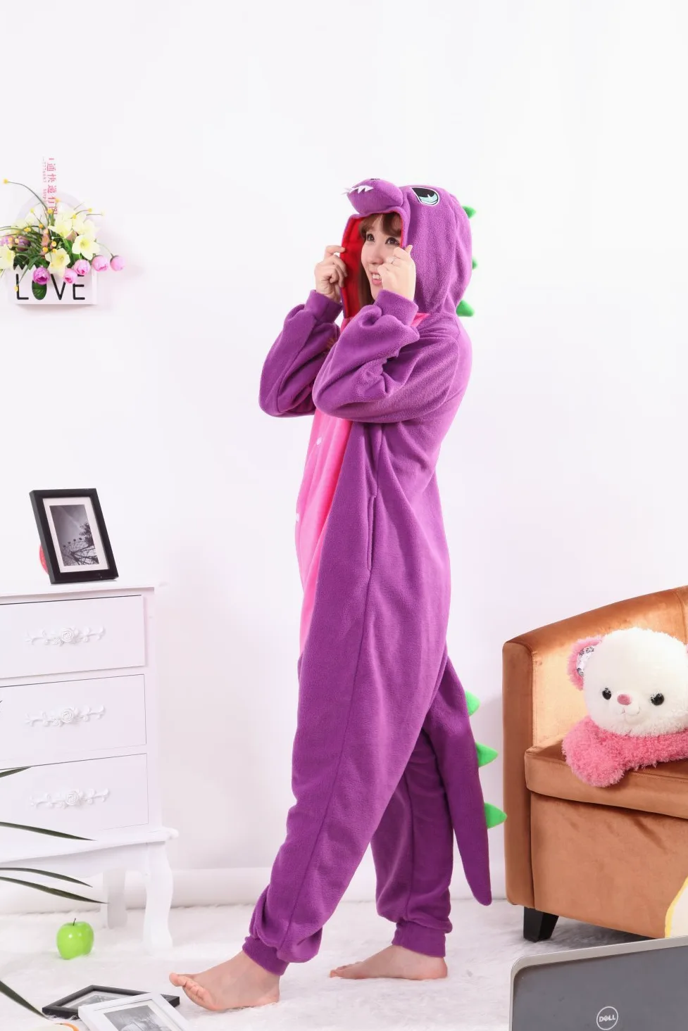 Honeystore Disfraz unisex de dinosaurio para cosplay de 1 pieza, pijama de Halloween