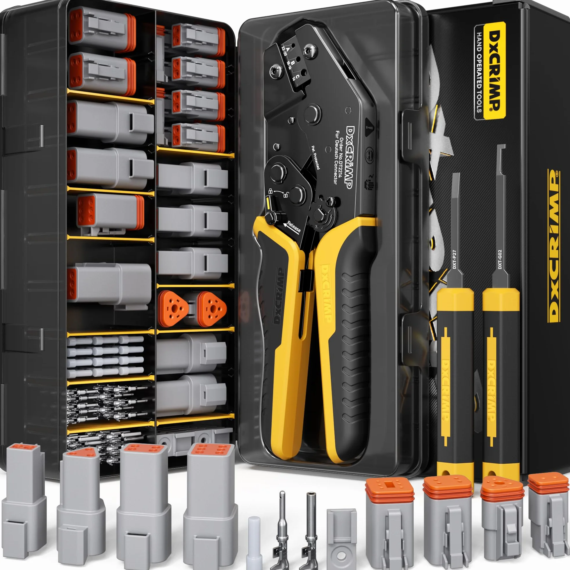 DxCRIMP Kit Crimpadora para Conectores Serie DT, Impermeables 2-6 Pines, 22-14 AWG, Compatible con Deutsch DT