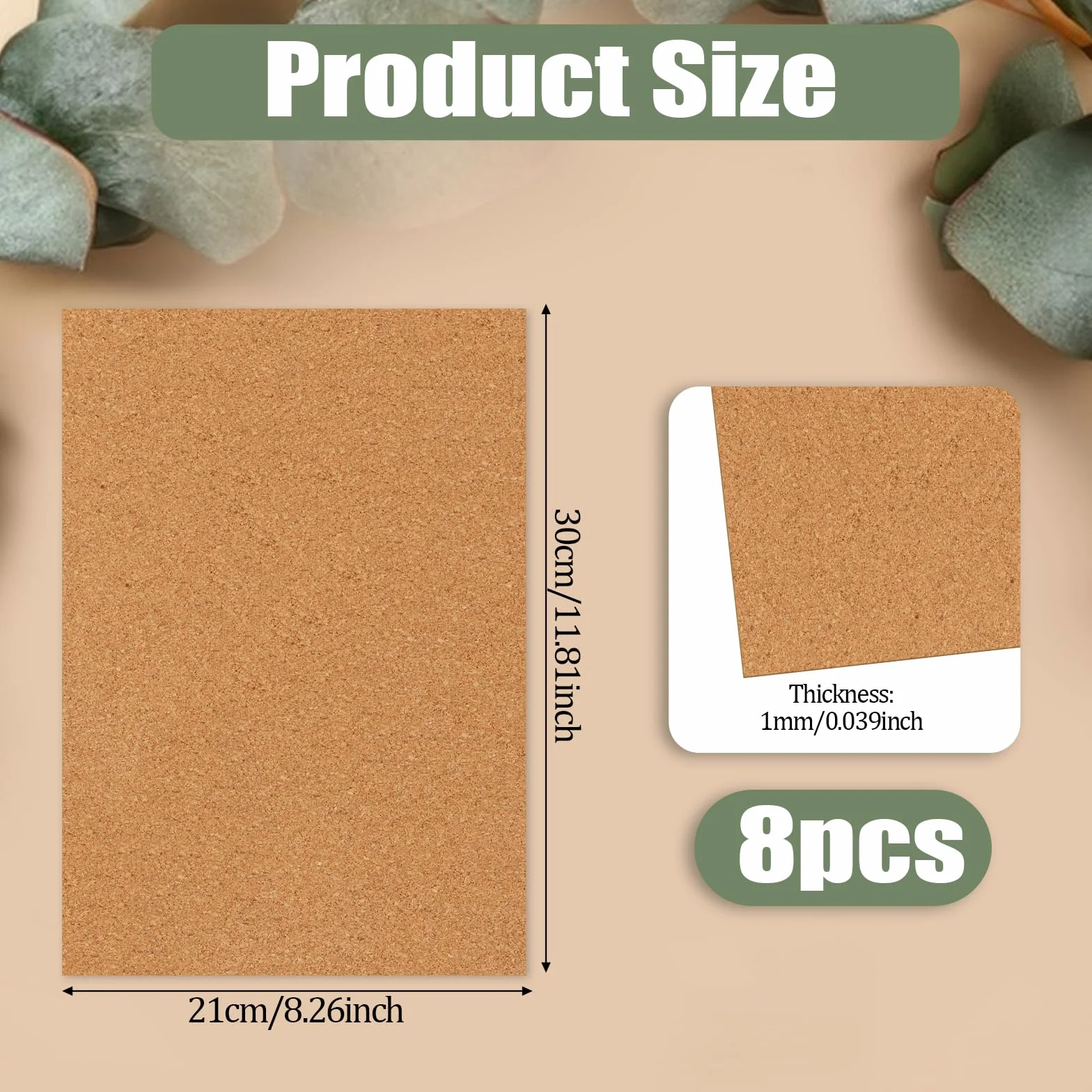 Tableros de Corcho Autoadhesivos 11.81 x 8.25 Pulgadas, Mini Cuadrados para Posavasos